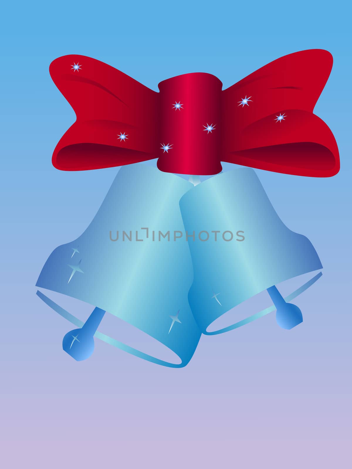 two vector christmas bells with red bow