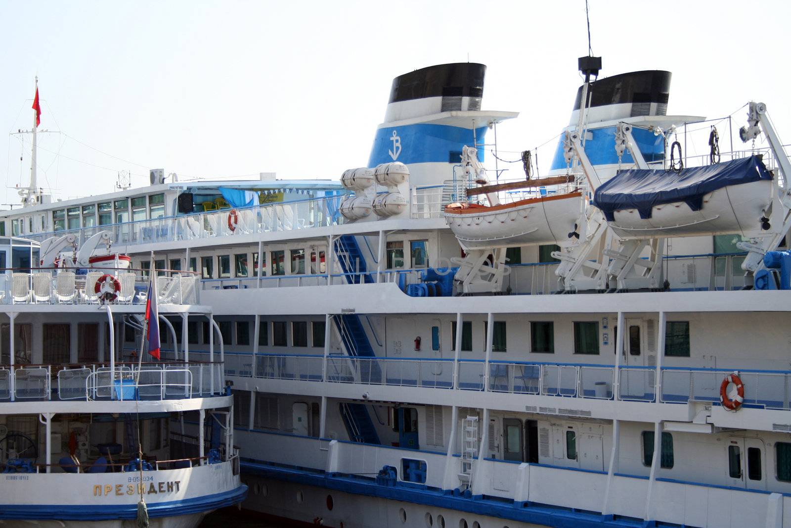 The steam-ship moored to the central quay of Volgograd being on the river Volga, (look similar images in my portfolio)