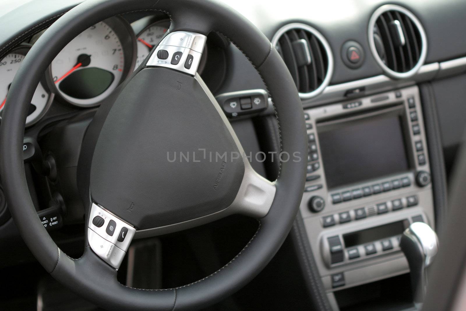 Rudder and meter panel of a cabriolet, the left-side view