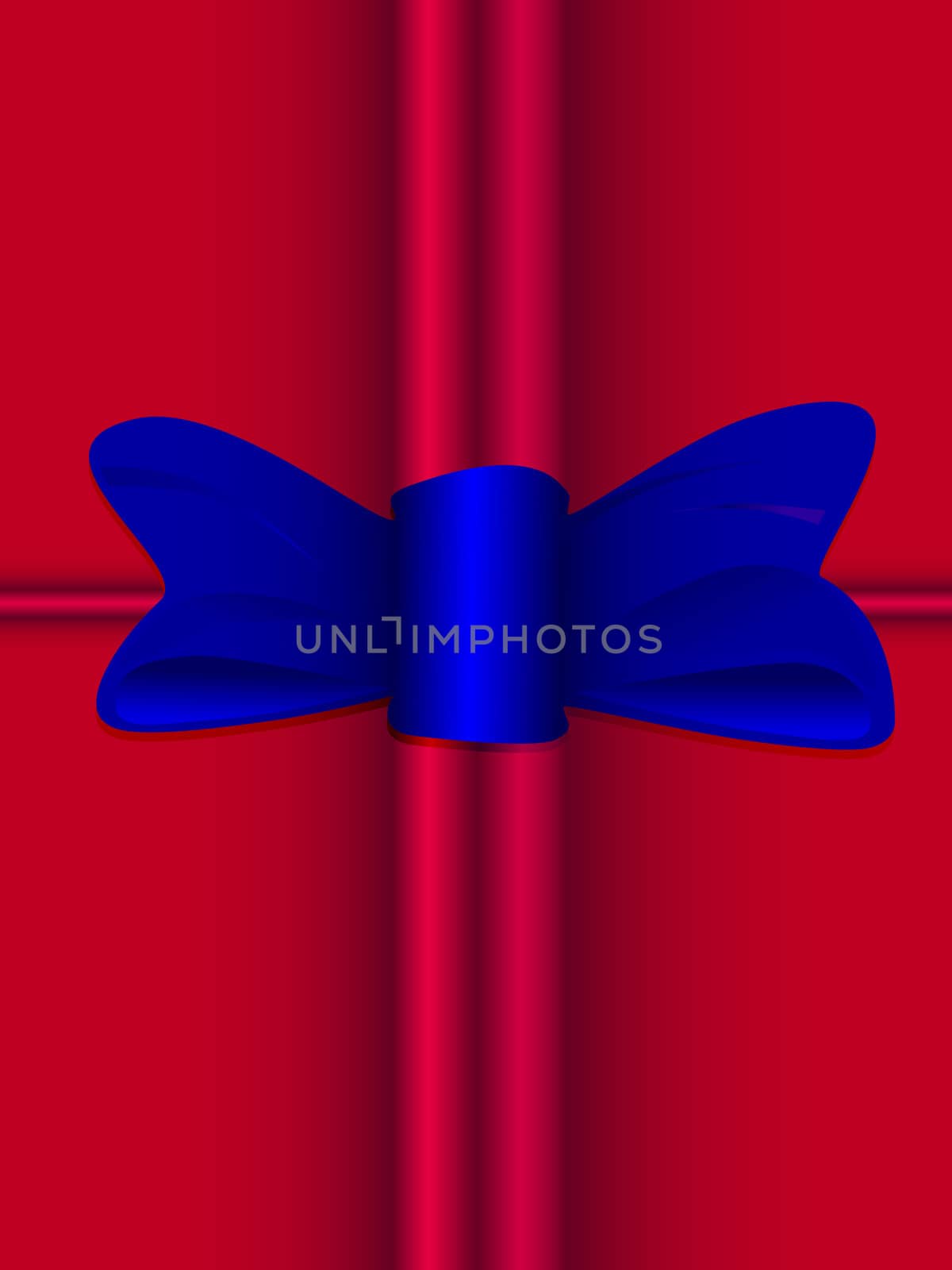 vector blue bow-knot on the red gift