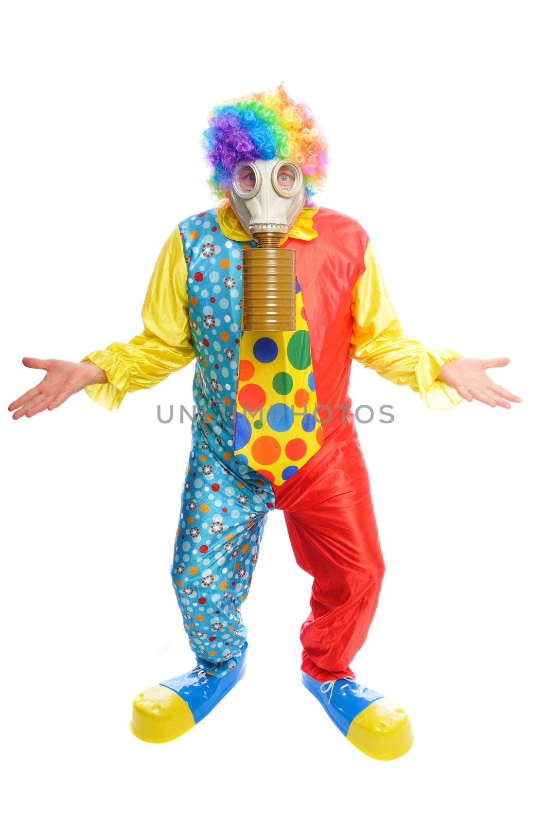 Some clownwearing a gas mask by PDImages