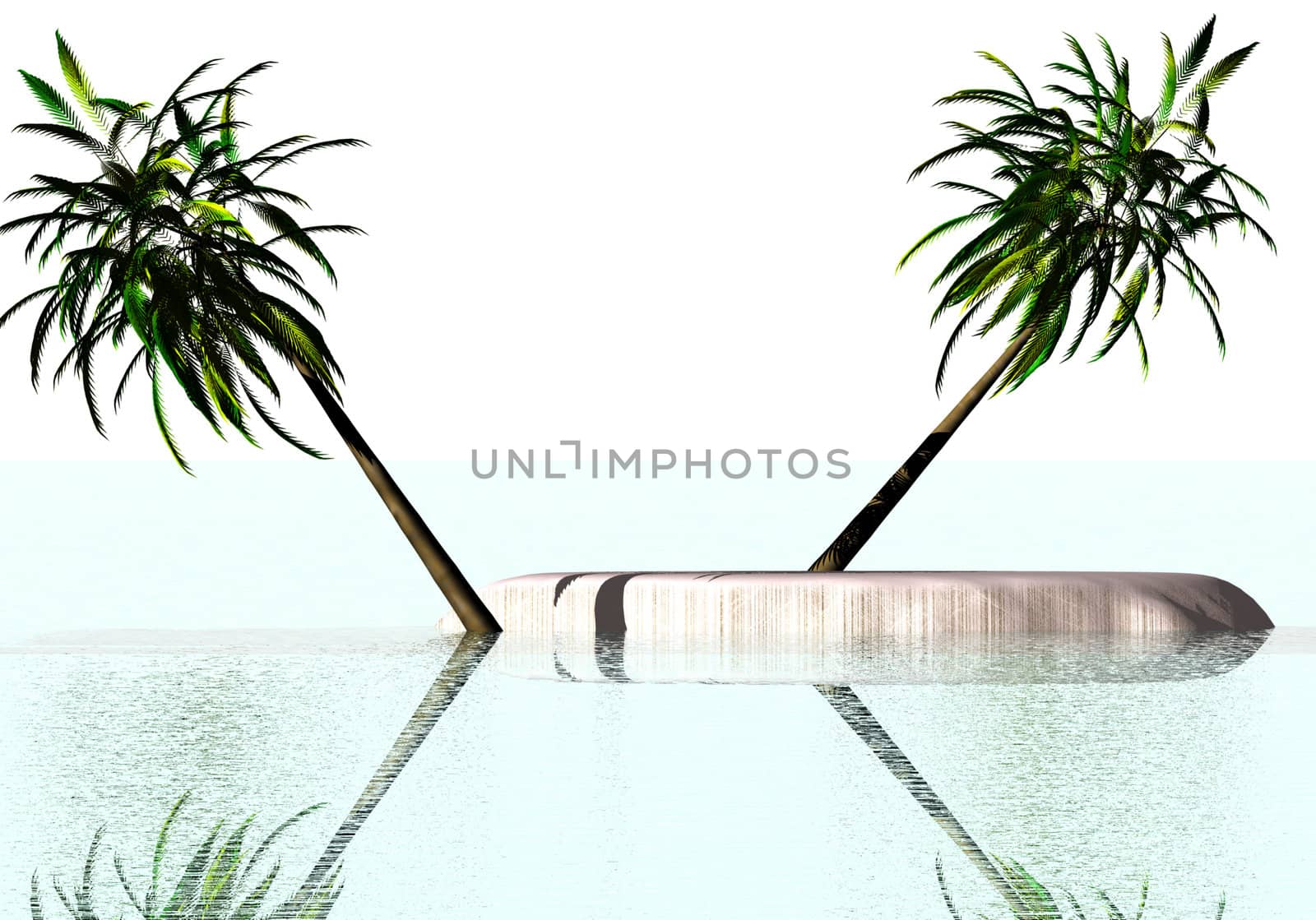 abstract creative symbolic image landscape with an island in the ocean