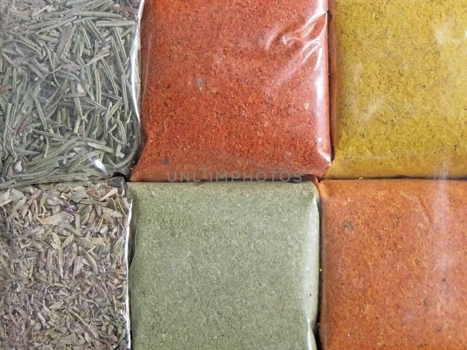 background from different spices