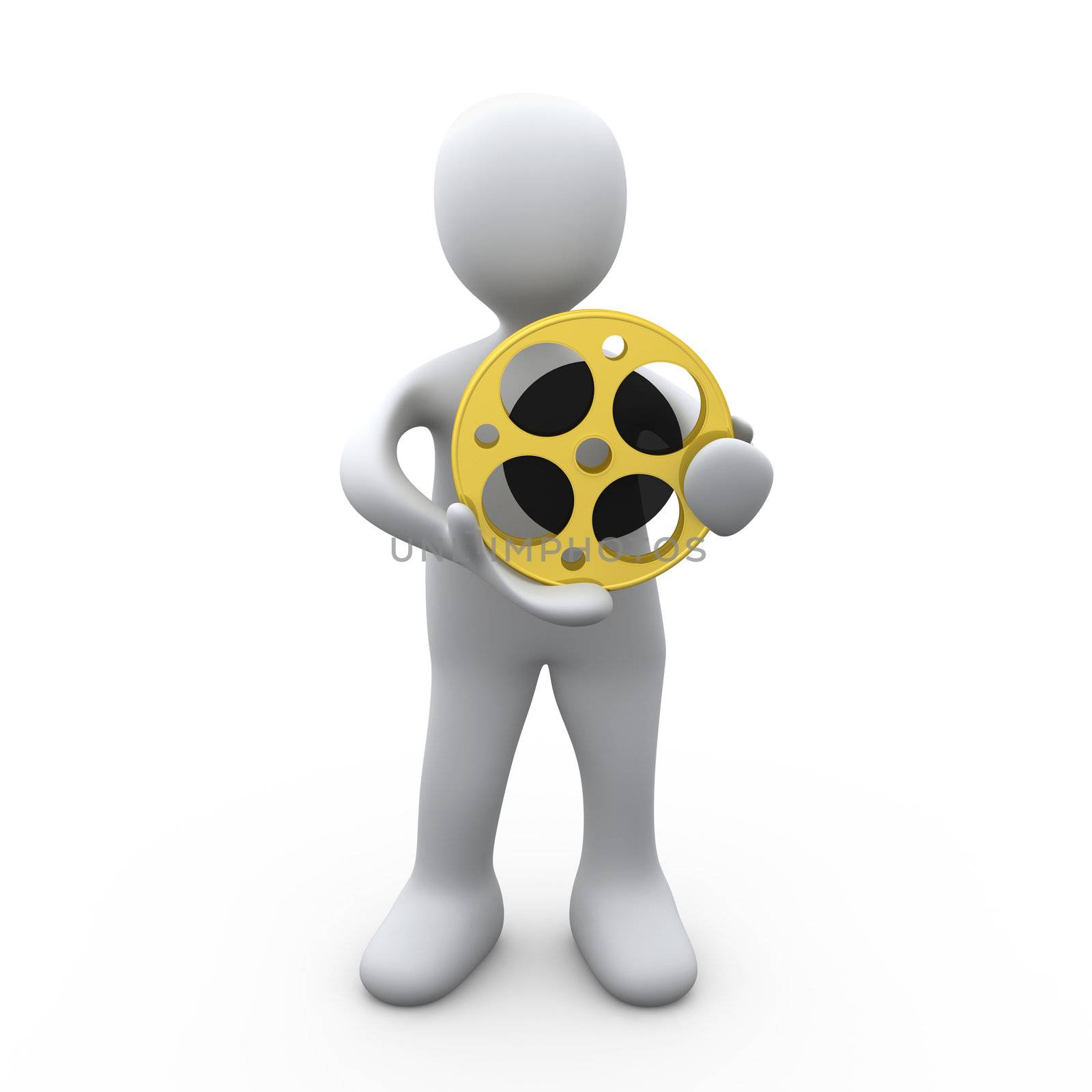 3D Person Holding A Film Reel .
