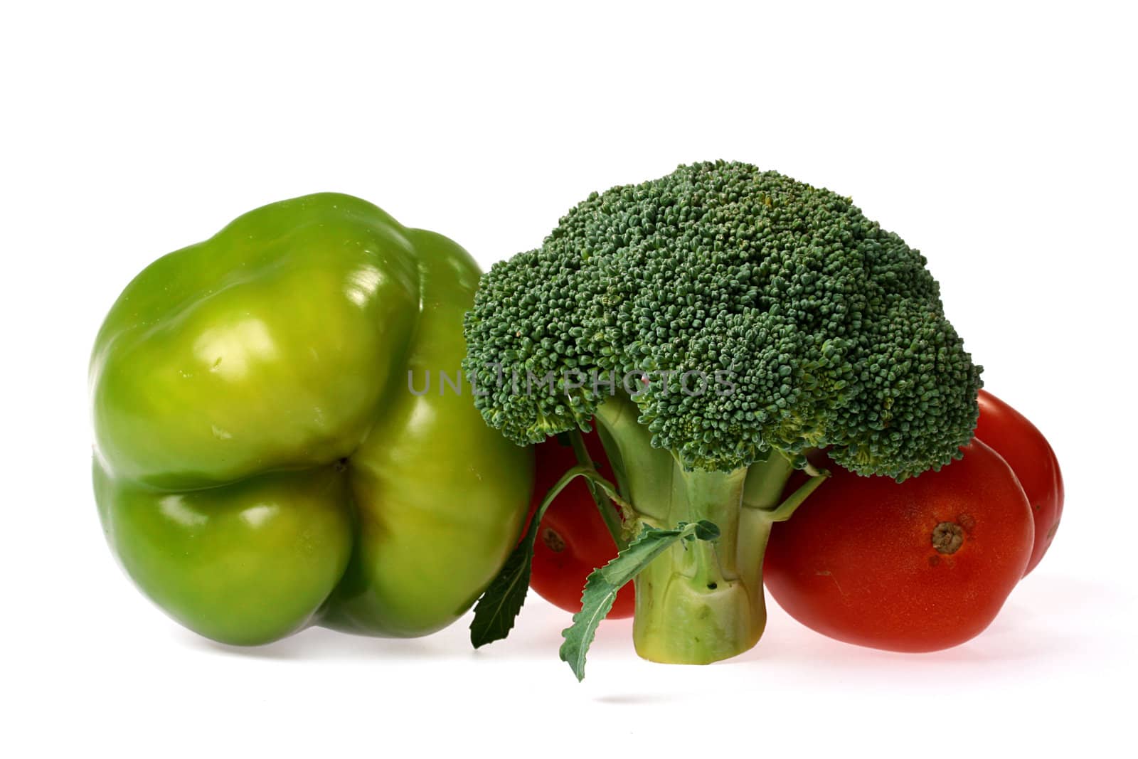 Vegetables of green and red colour on a white background.