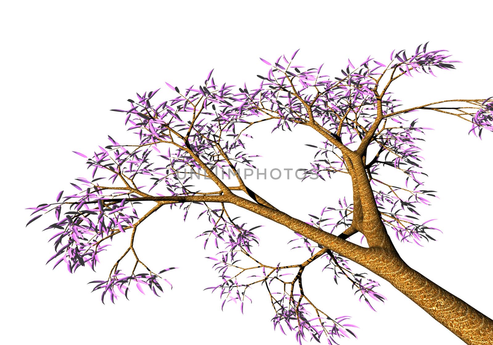 abstract creative symbolic textured image branches of a tree with leaves