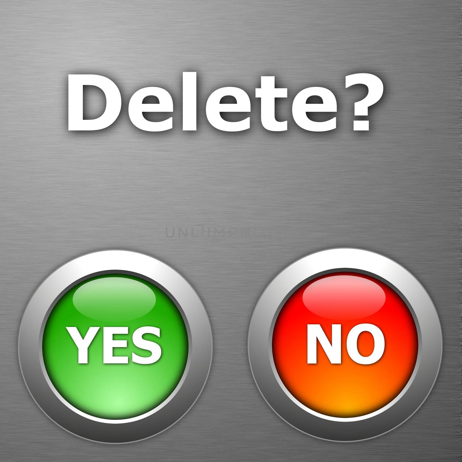 delete and yes no botton on metal