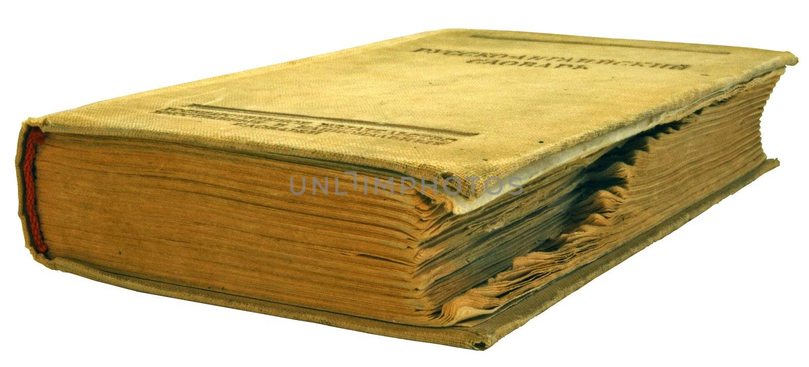 age-old Russian-English dictionary, isolated on a white background