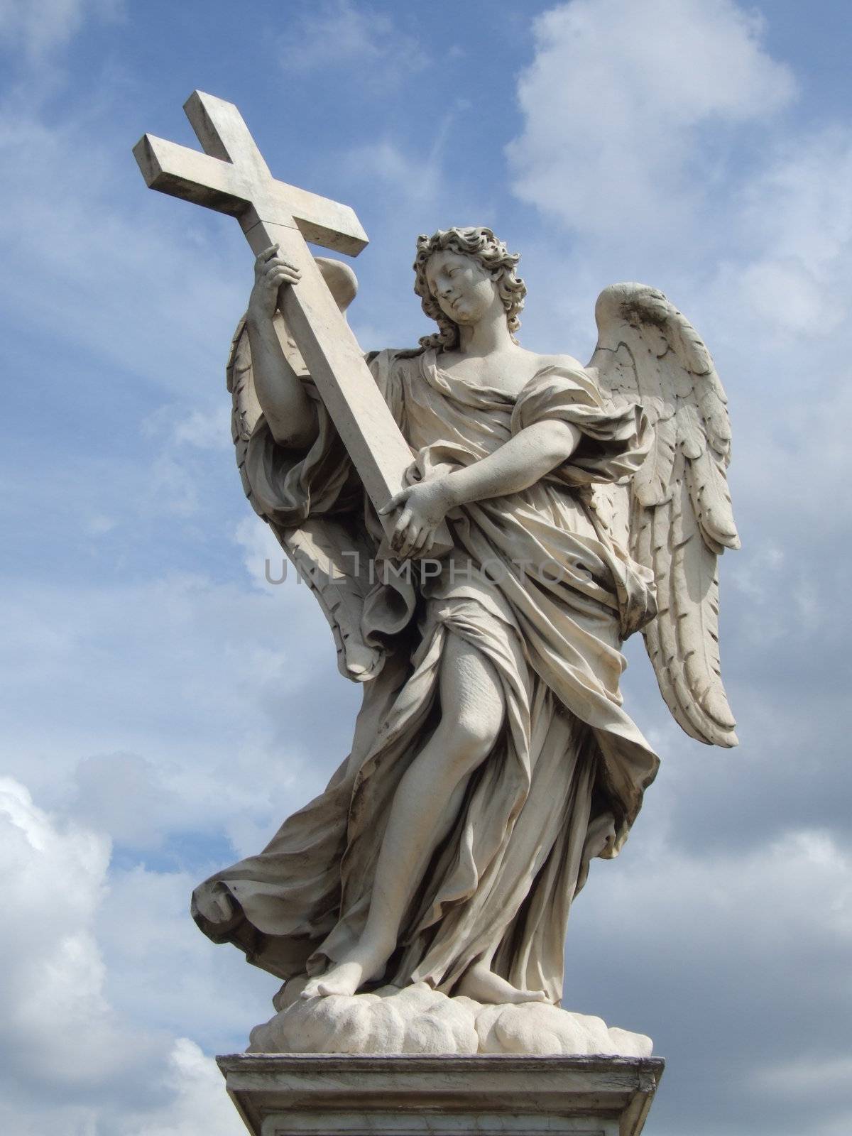 Beautiful angel statue on a bridge in Rome.