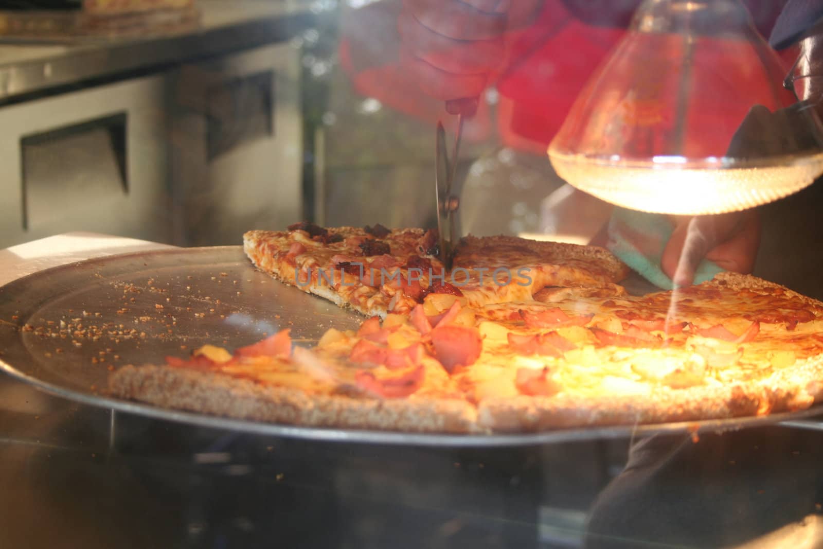 Tasty pizza in pizza parlor
