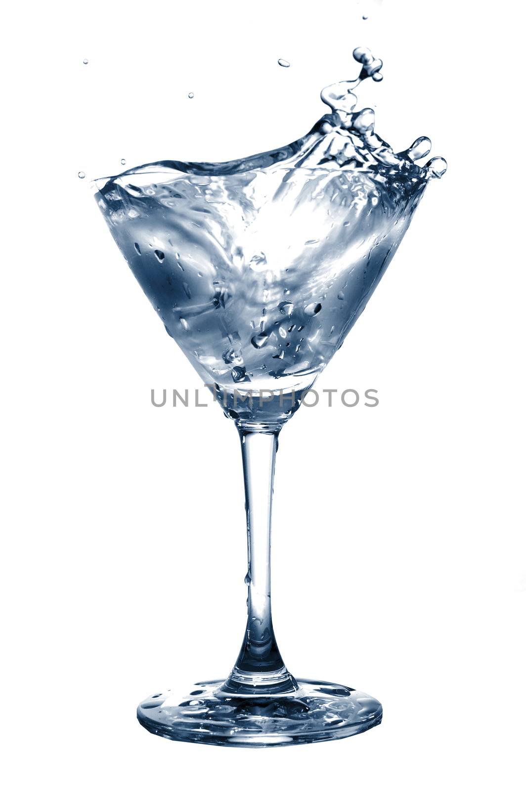 glass of water with splash isolated on white background