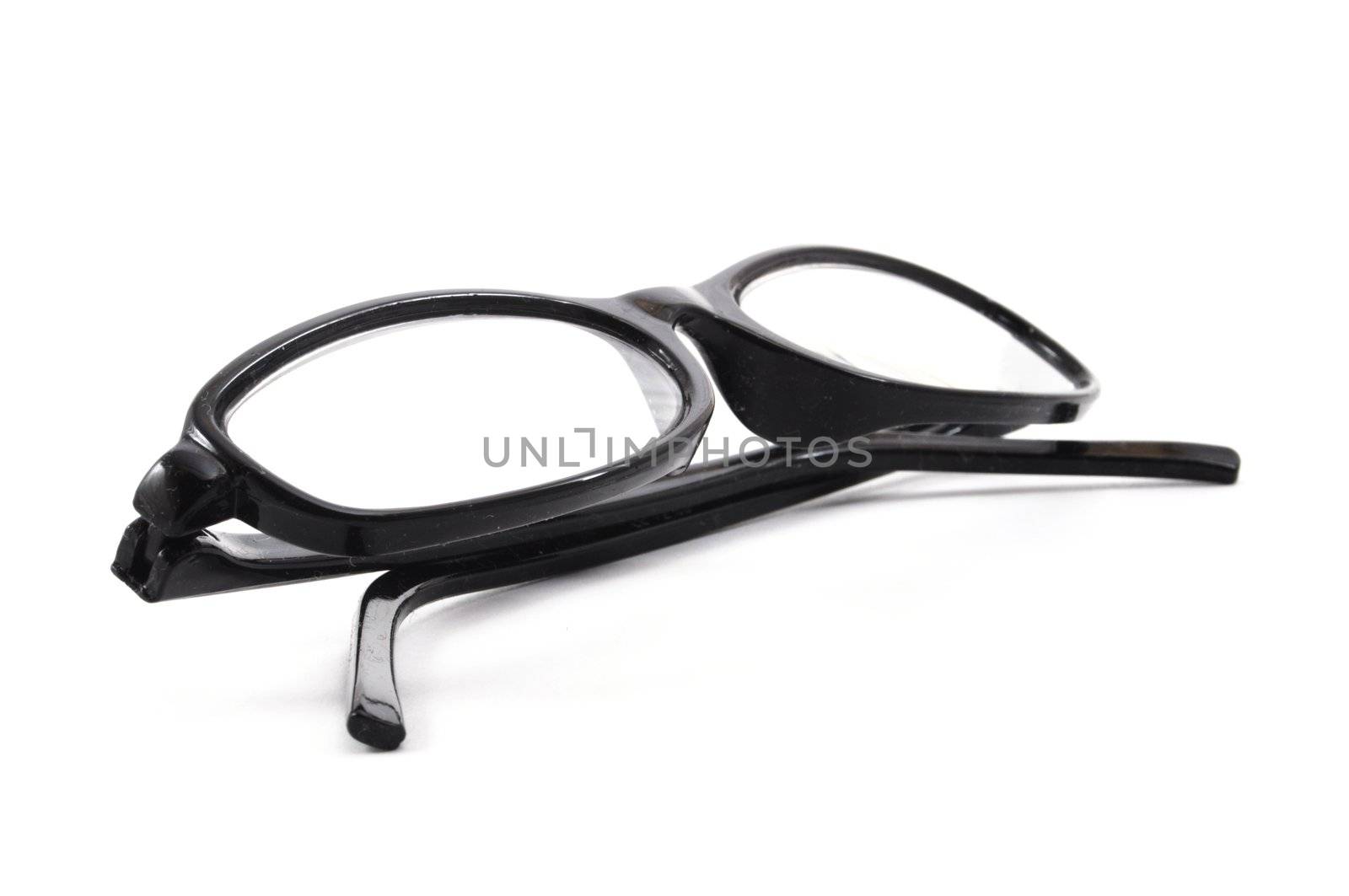 eye glasses isolated on white background with copyspace