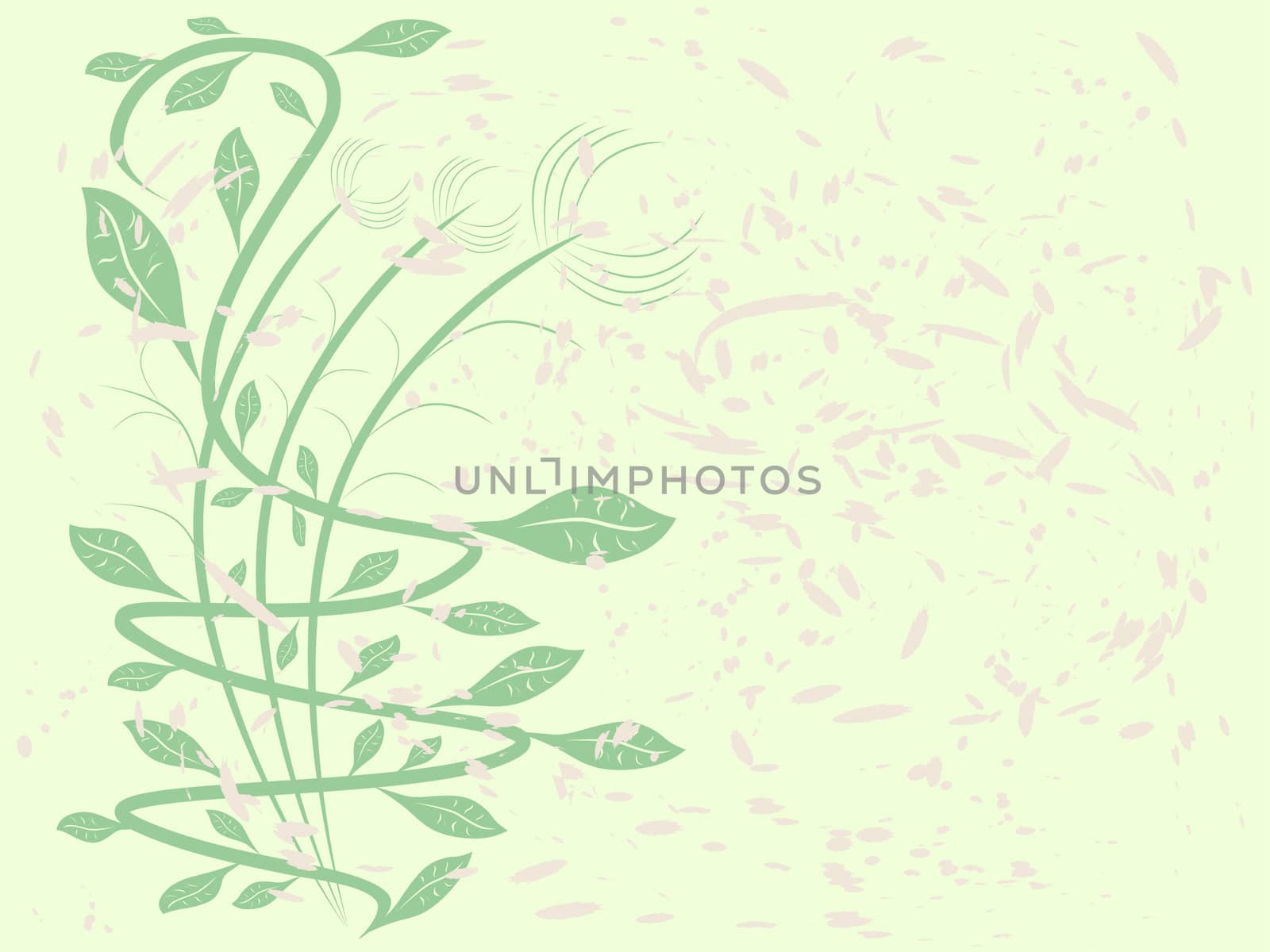 Curve green plant with abstract background