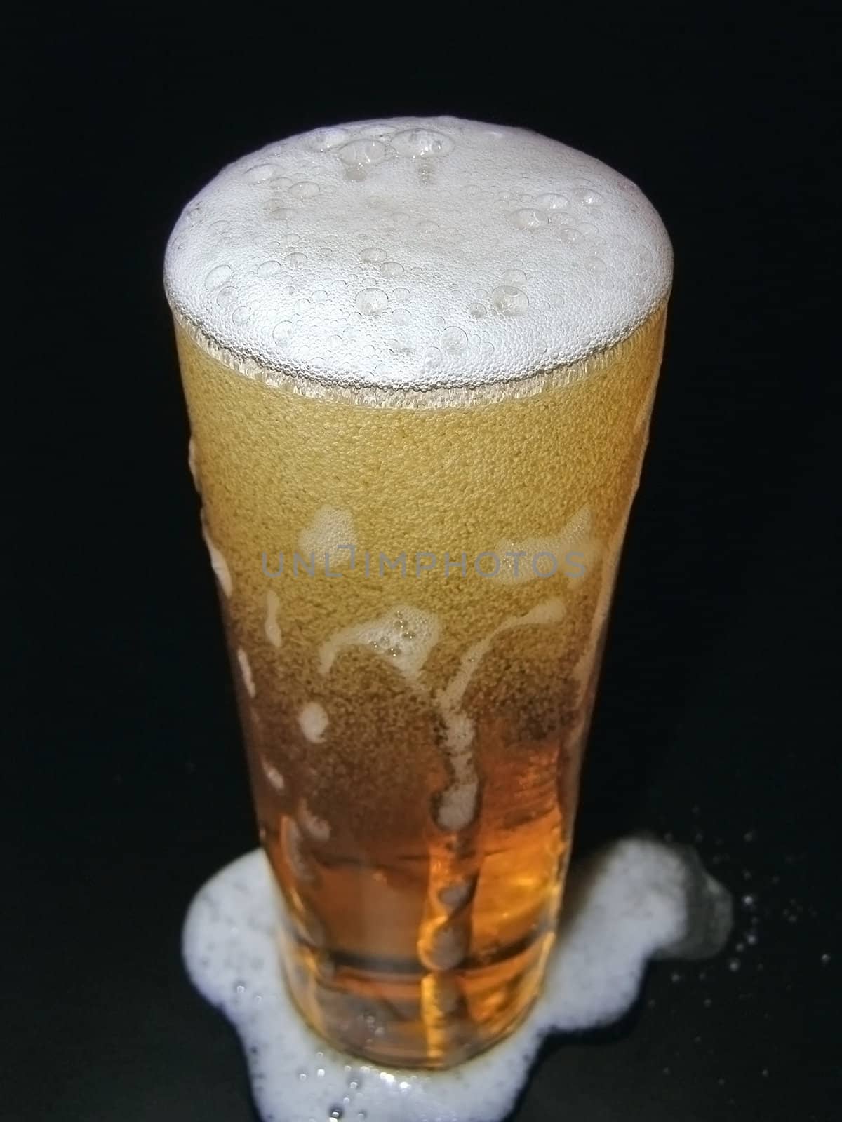 The glass of cold beer  