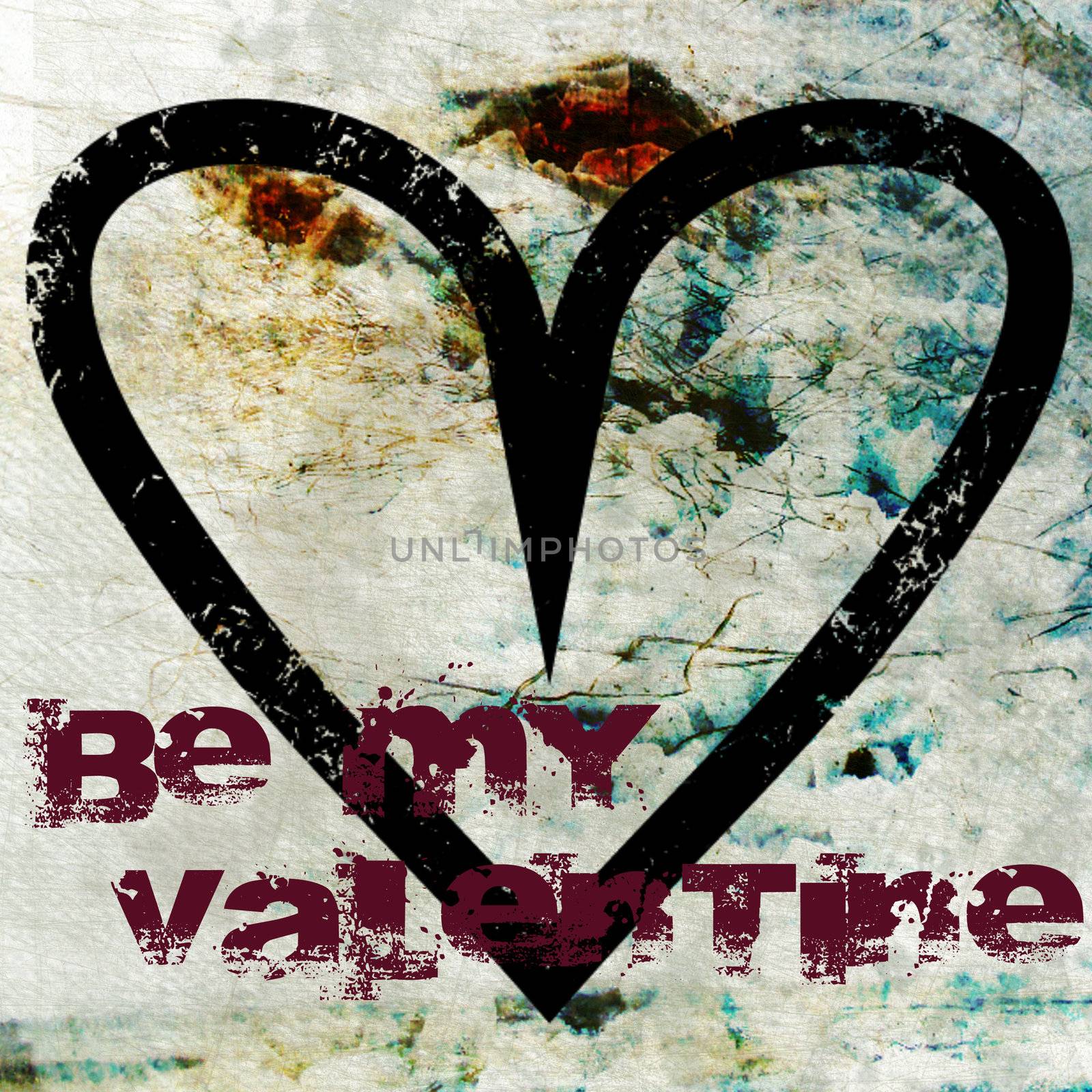 Sweet  and romantic valentine day background with be my valentine text and large heart shape