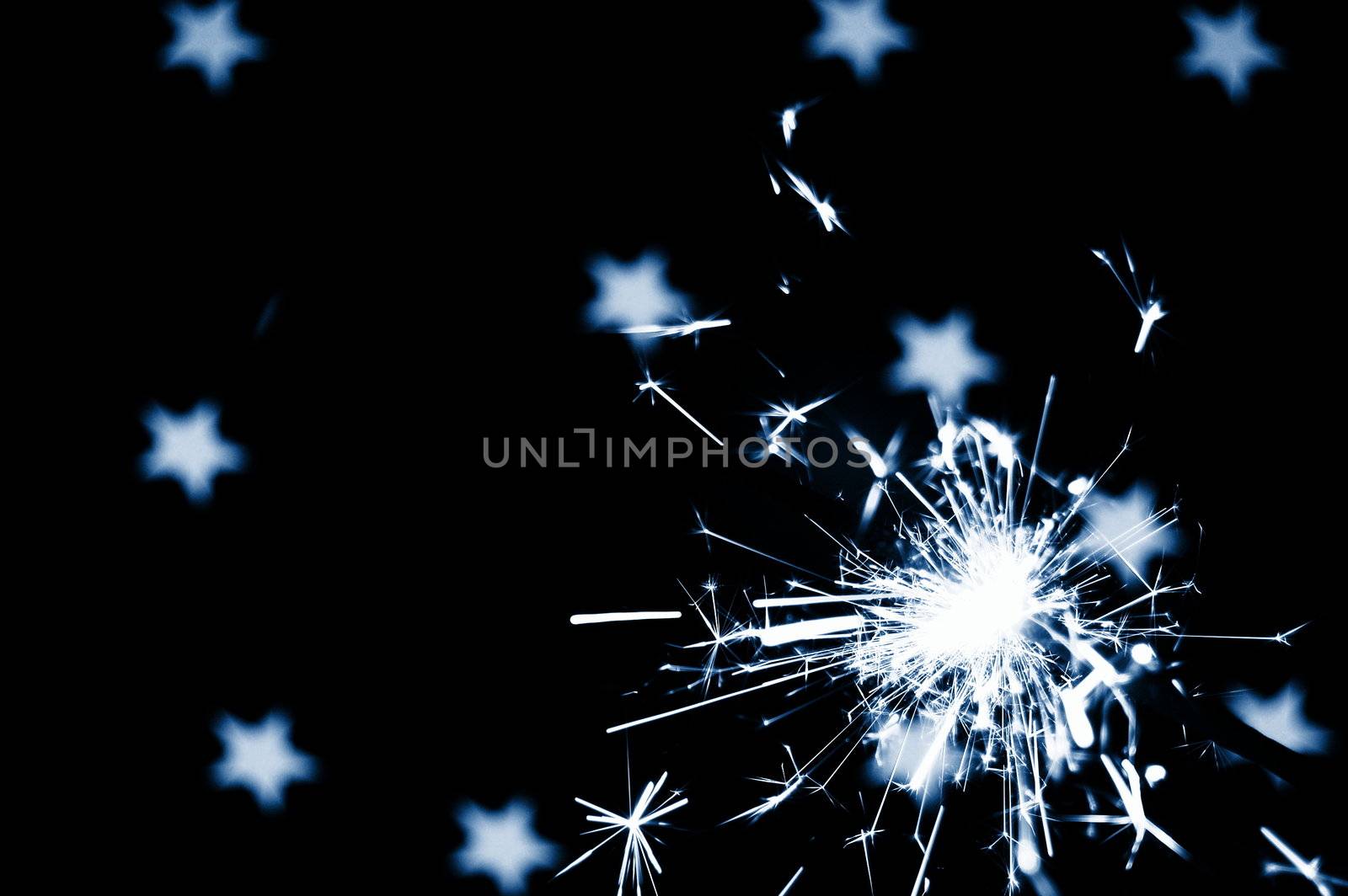 sparkler on christmas or new year with copypsace