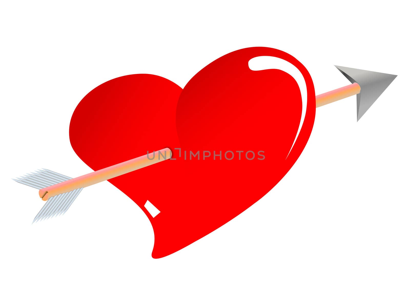 Red heart with the cupid arrow inside