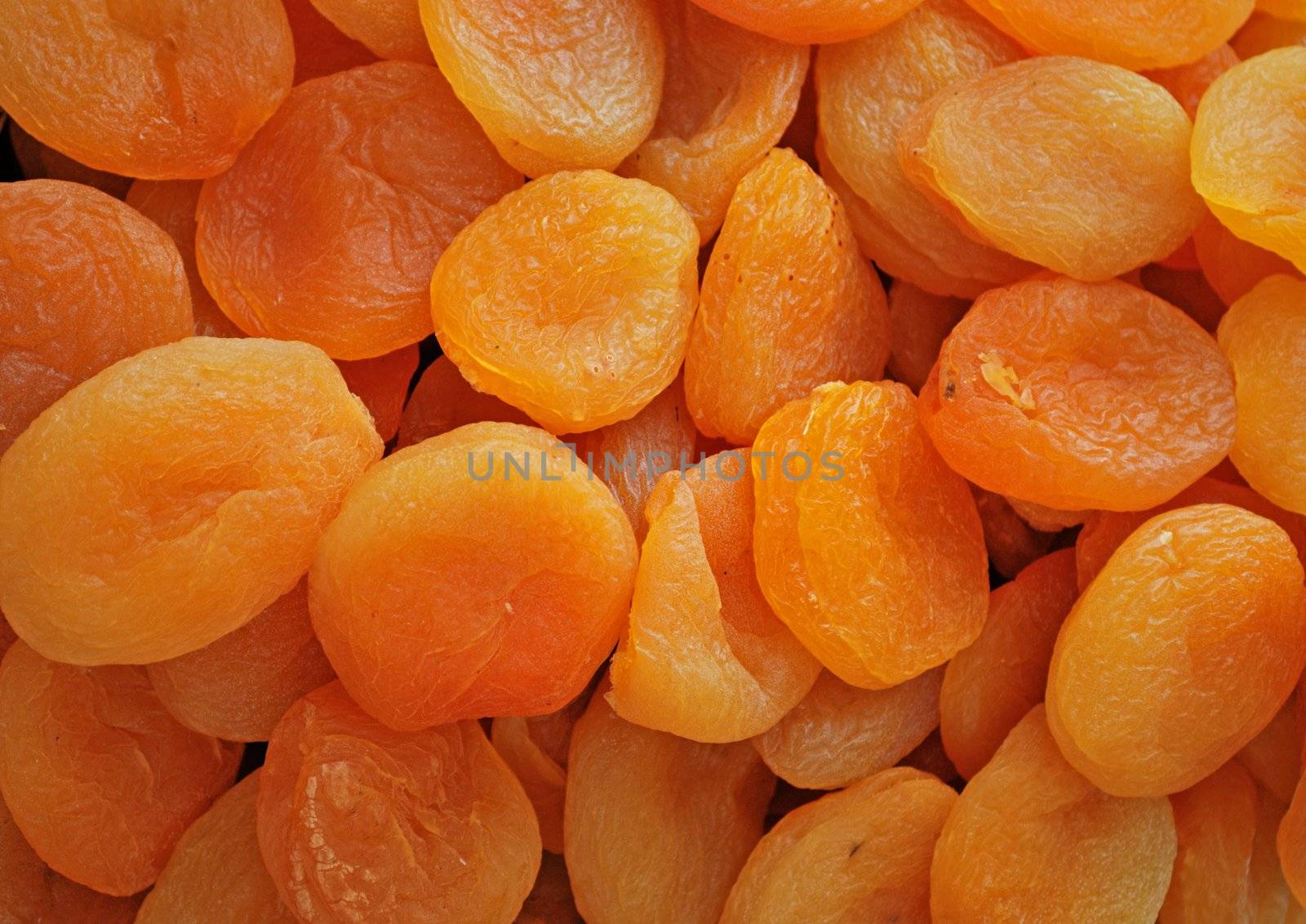 Dried apricots close up