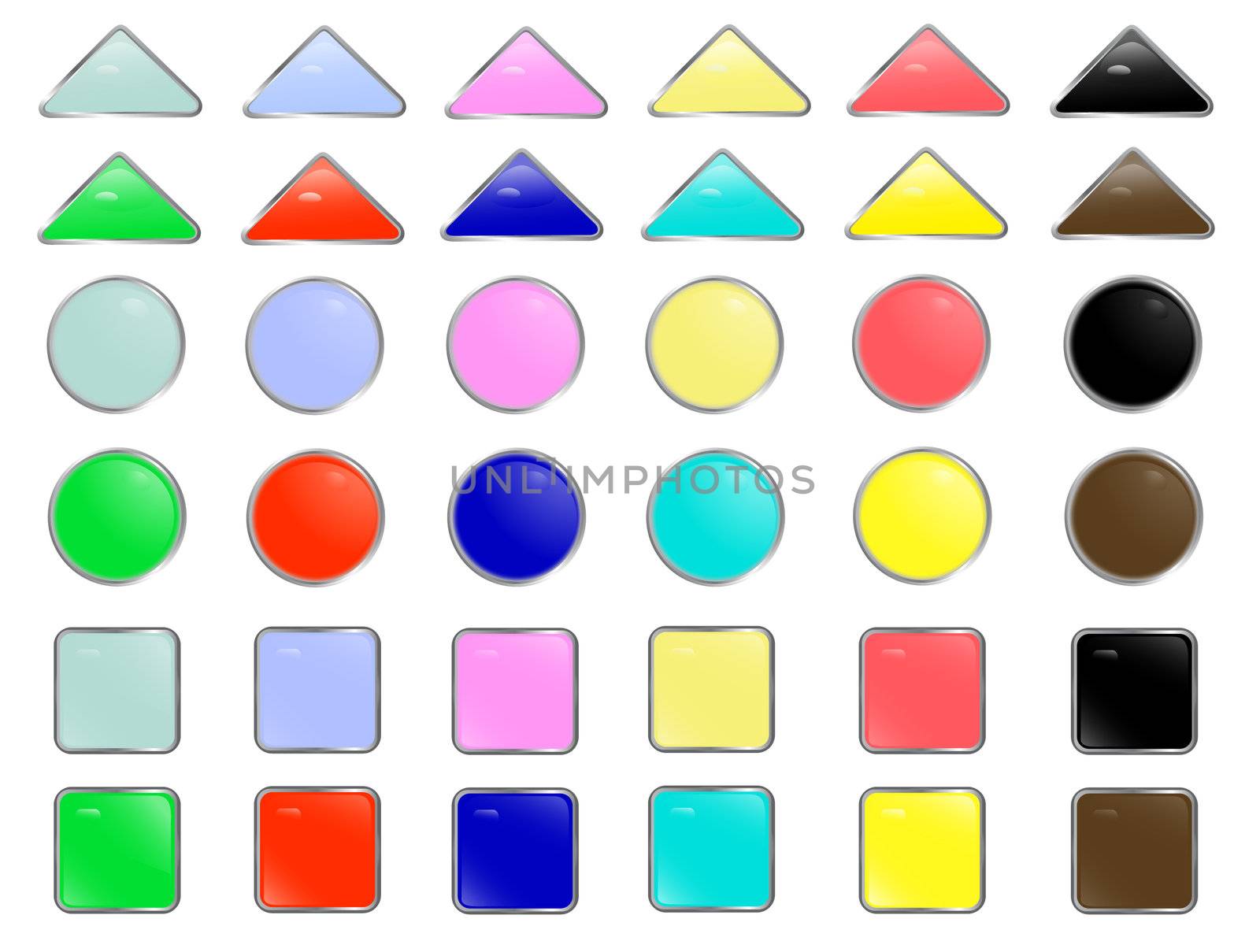 Three kinds of the multicolored web buttons