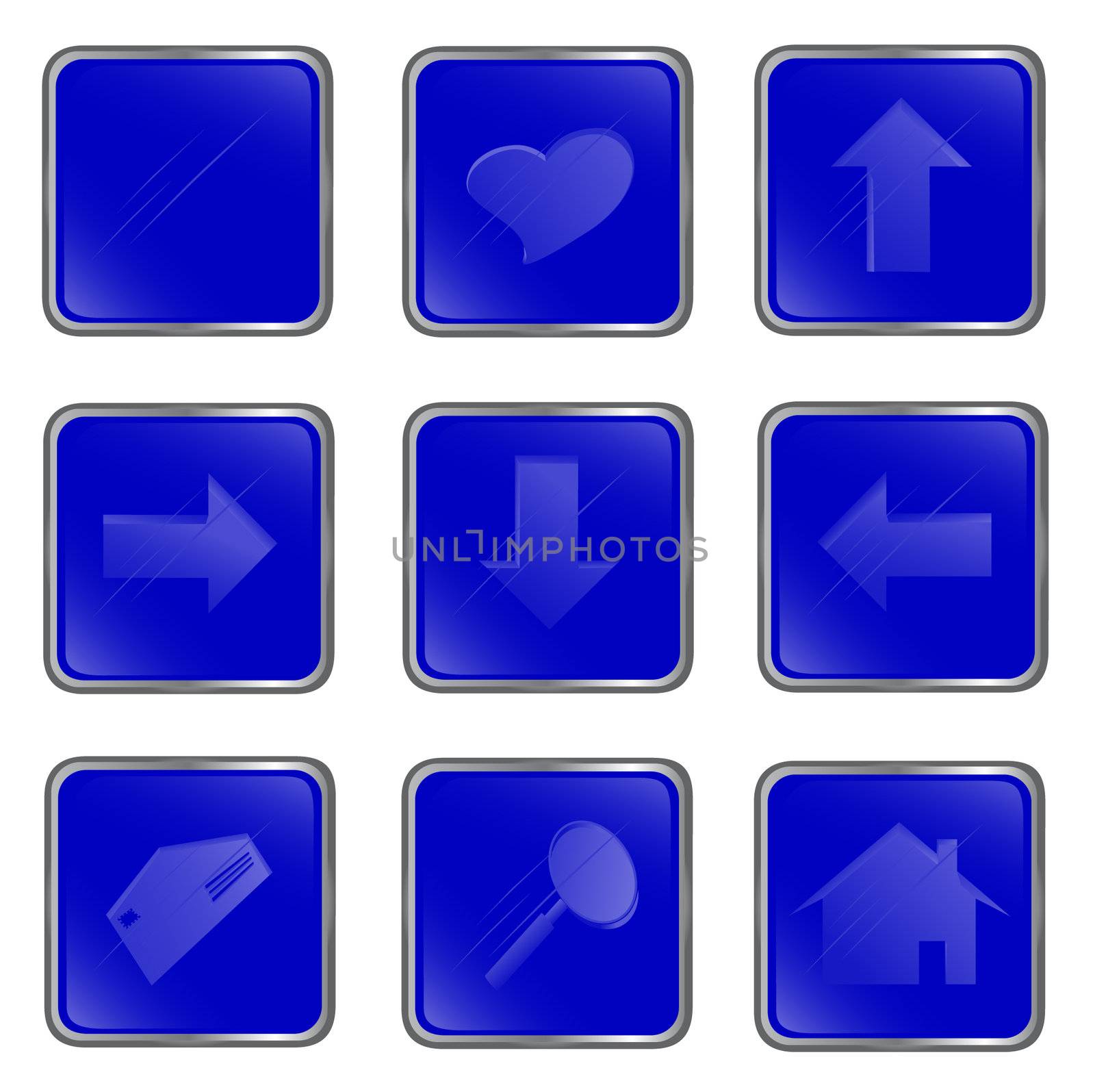 Illustration of the blue square web buttons