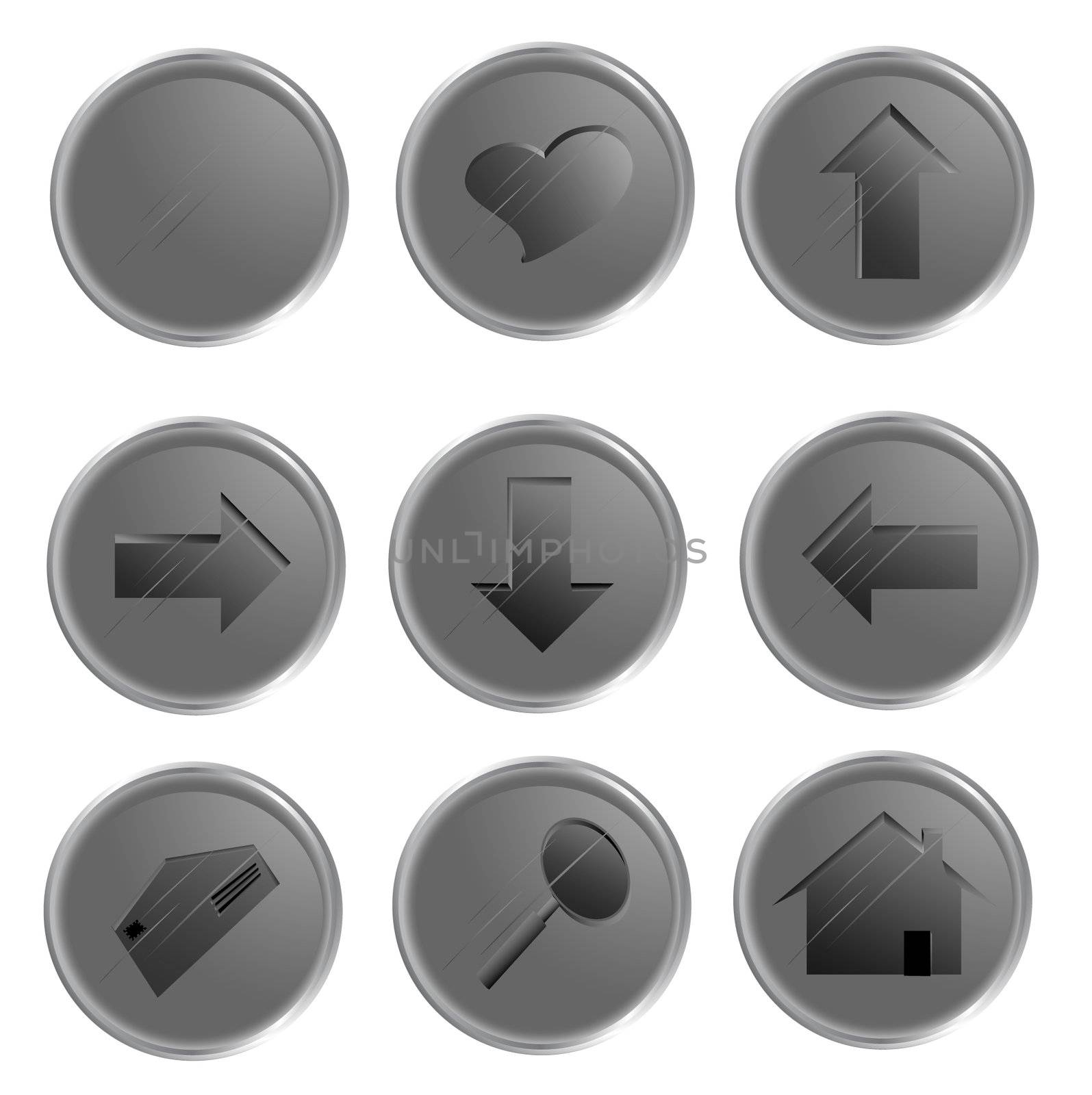 Illustration of the grey spheric web buttons