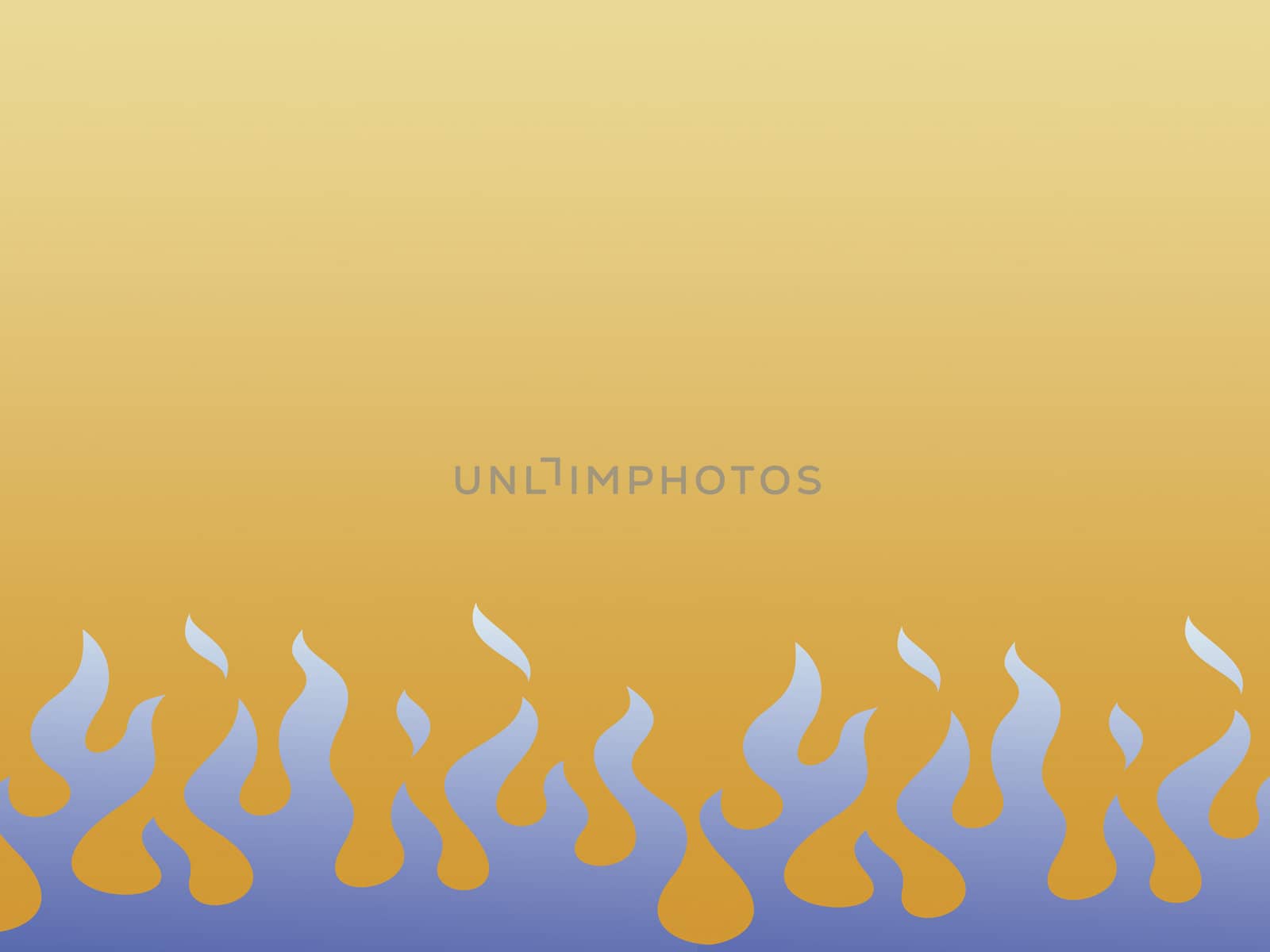 Blue flames against orange background. Illustration.