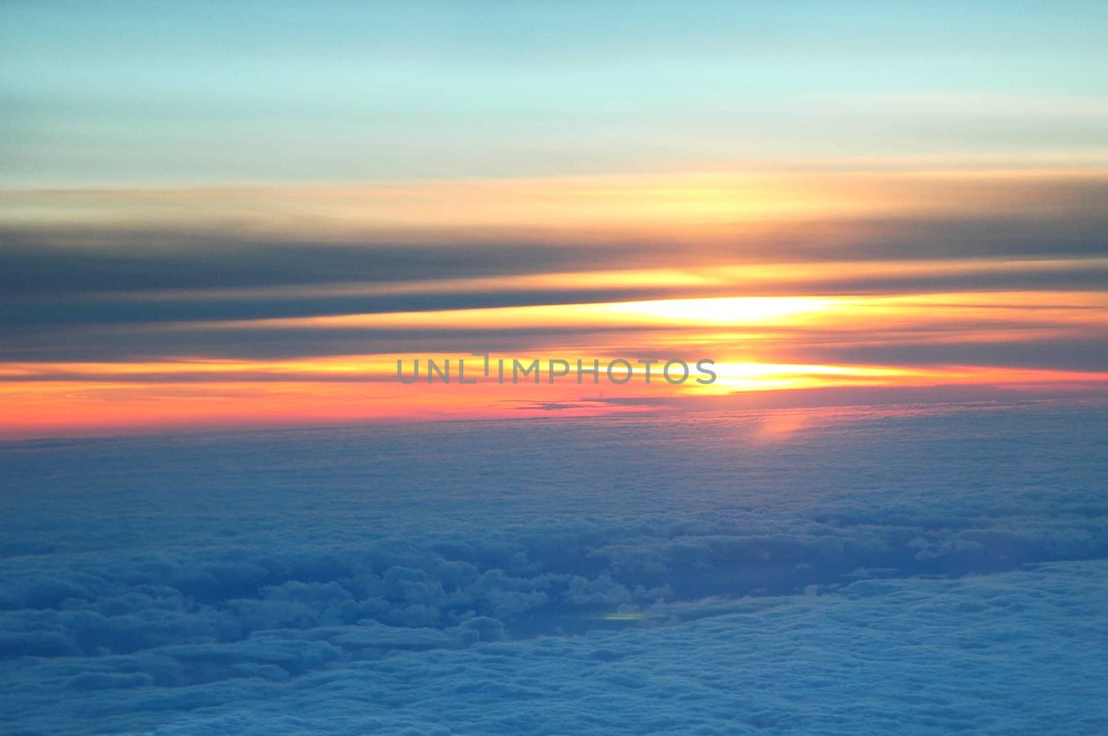 Sunset viewed from the pilot's seat