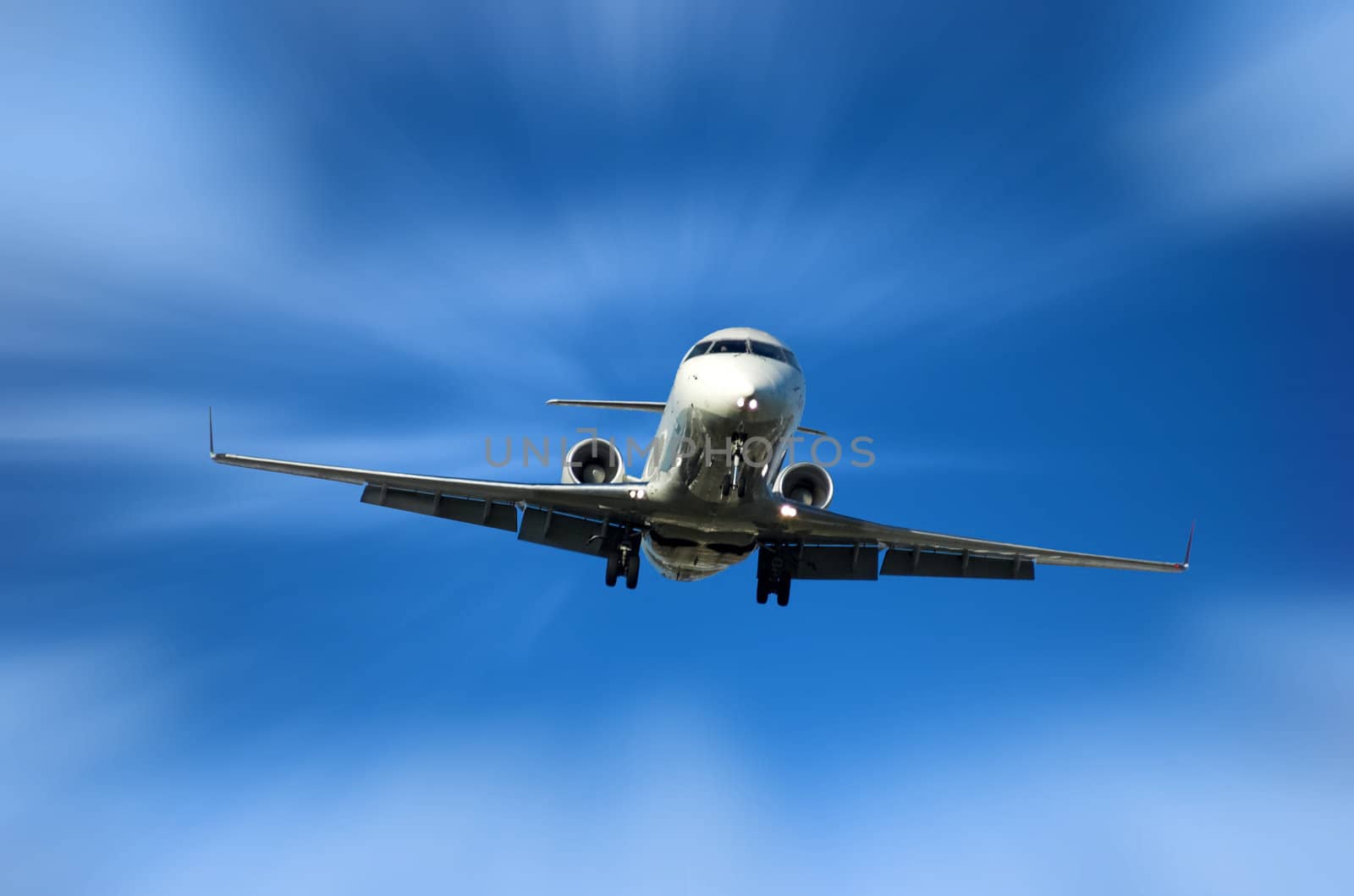 Corporate Jet fast approaching airport for landing
