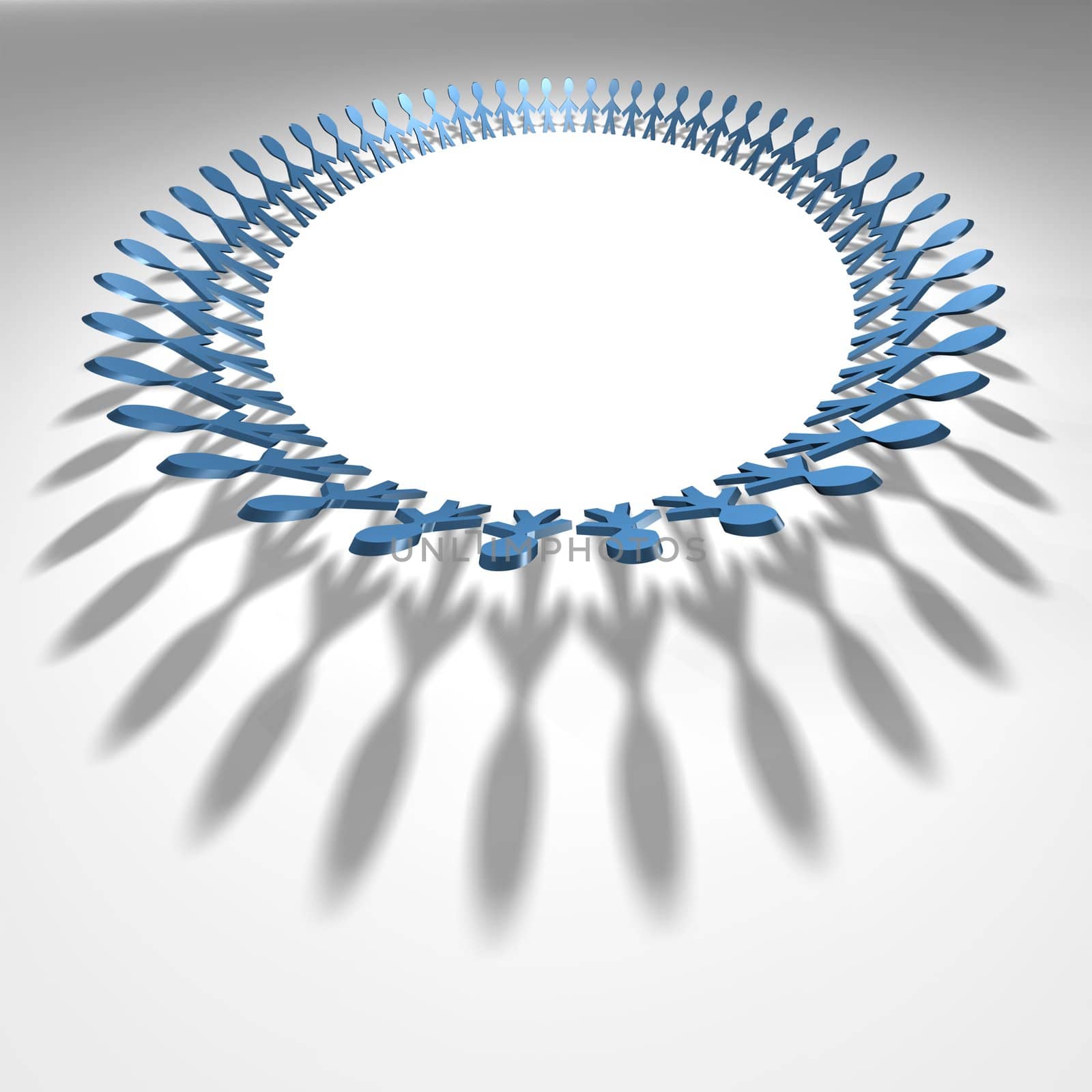 Blue 3D people in a circle shape