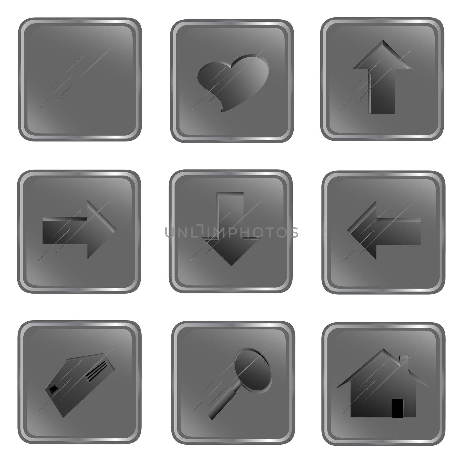 Illustration of the grey square web buttons