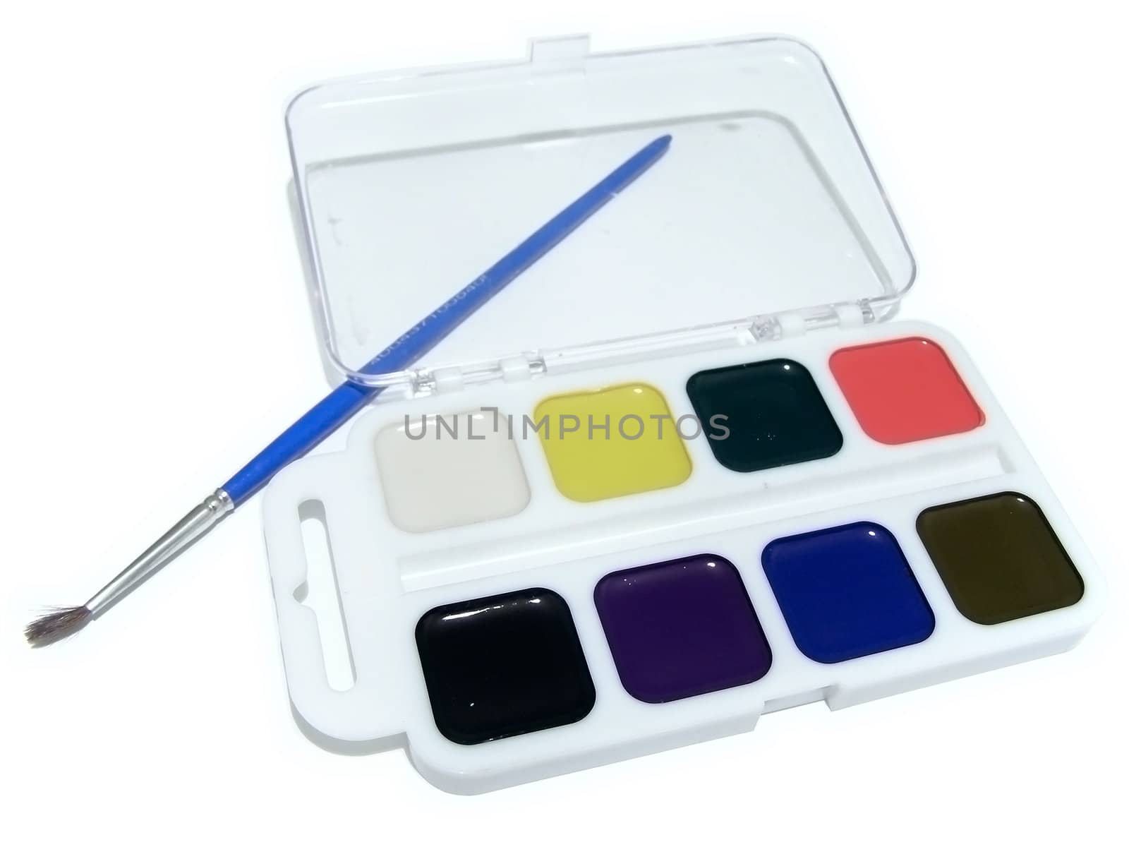 The multicolored aquarelle with one paintbrush