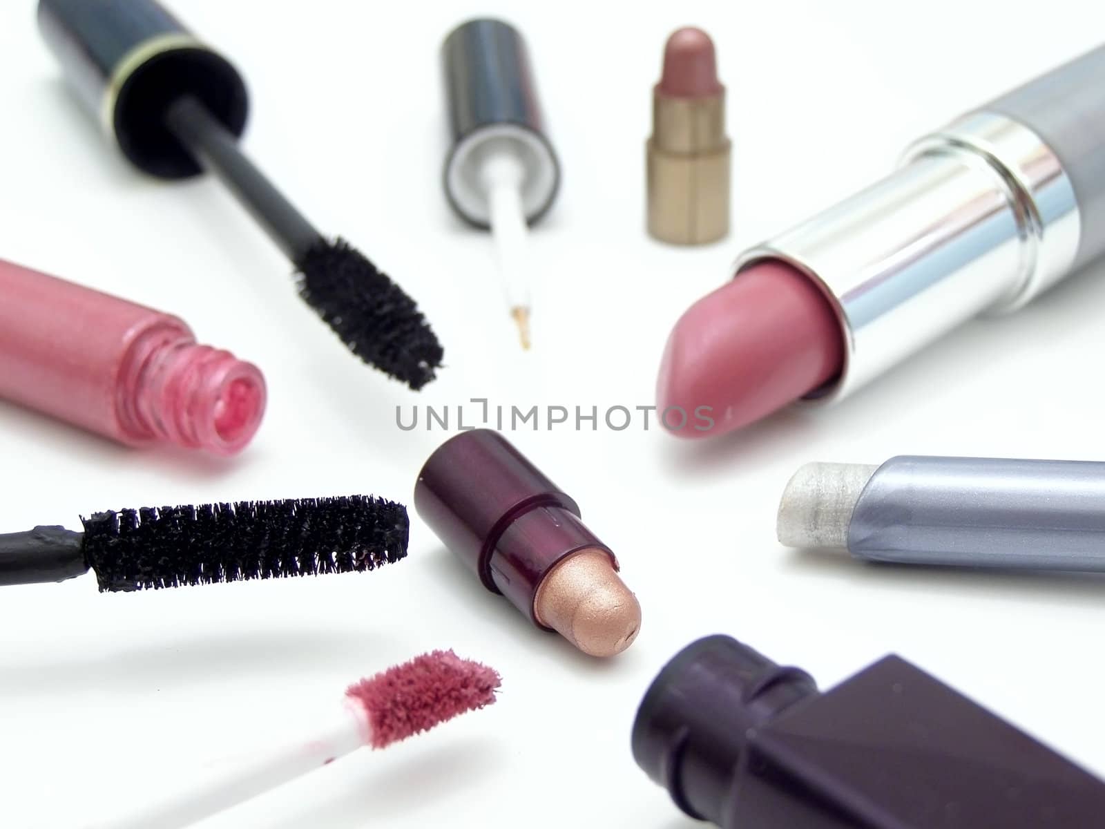 different cosmetic widgets against the white background
