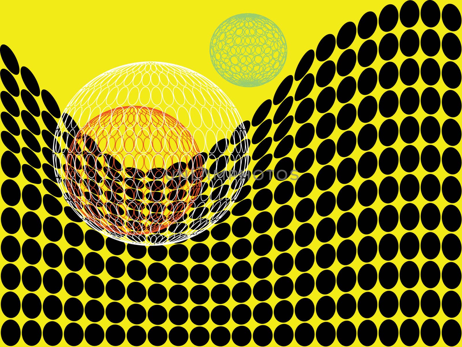 Abstract vector circles against the yellow background