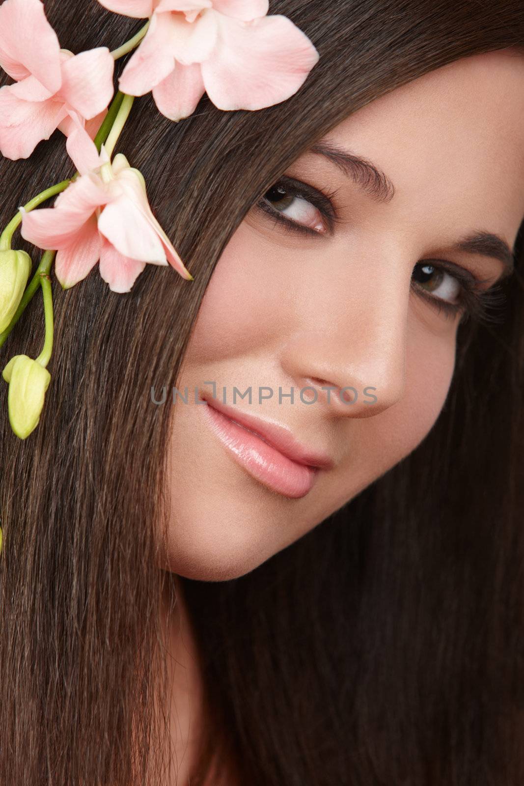 Portrait of young girl with beautiful straight hair