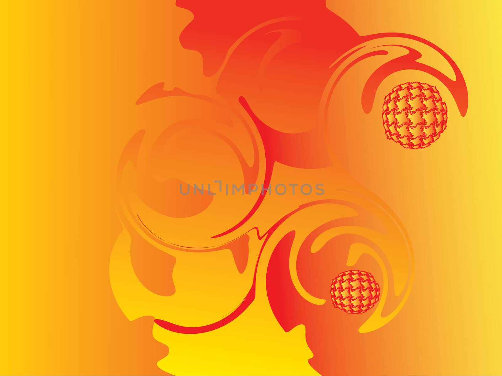 The ornate floral abstract in red and yellow