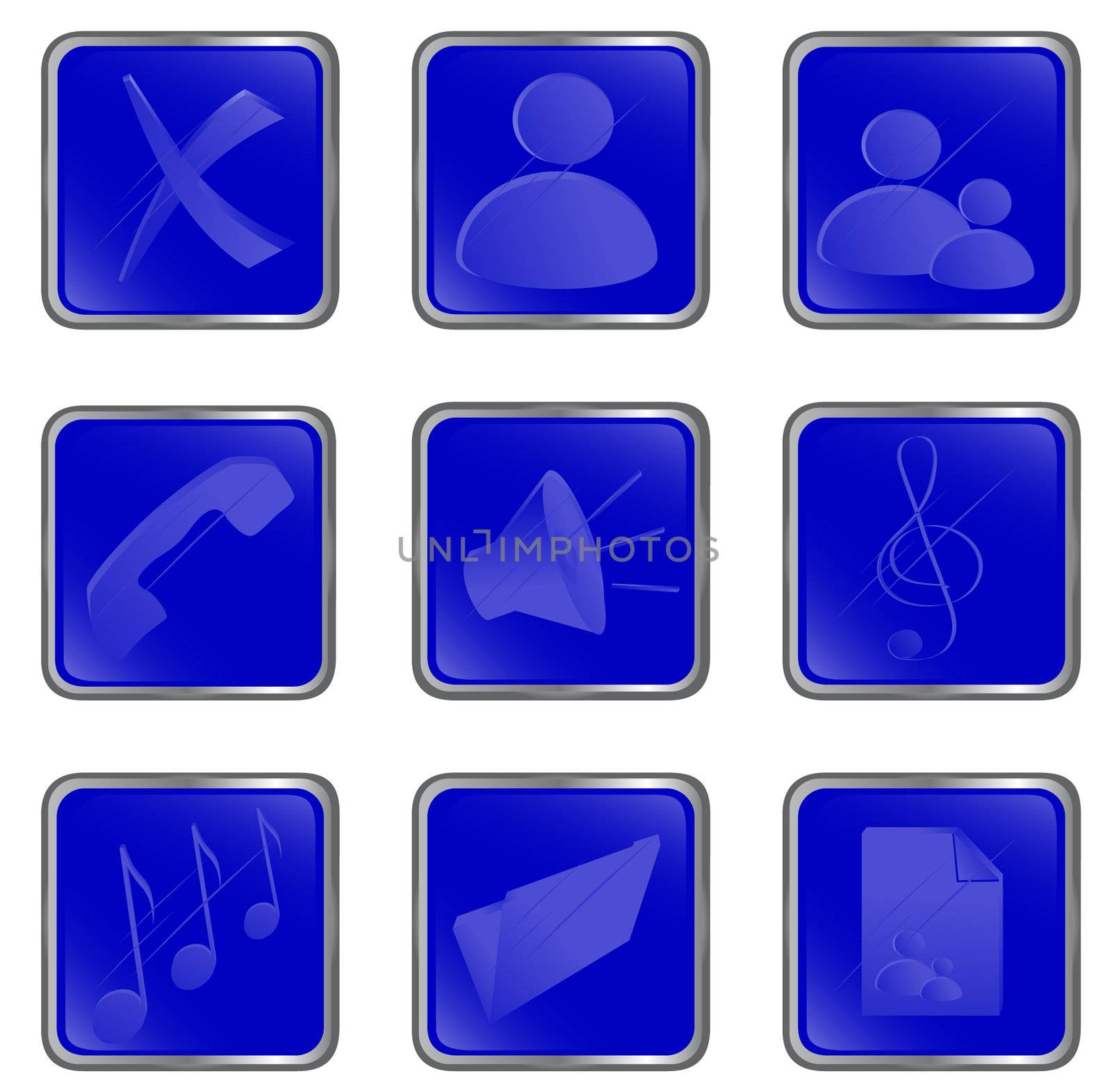 Illustration of the blue square web buttons