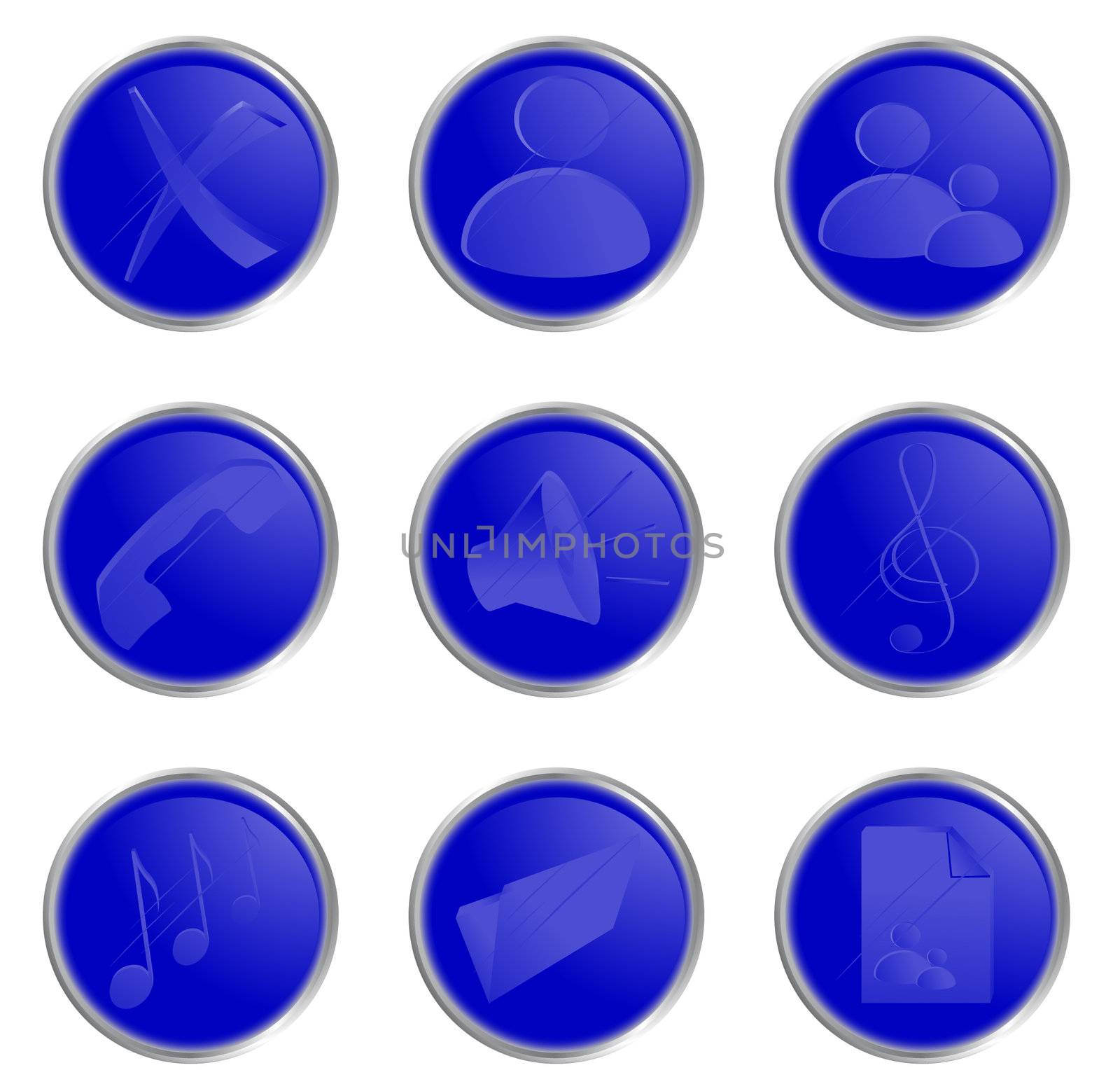 Illustration of the blue round web buttons