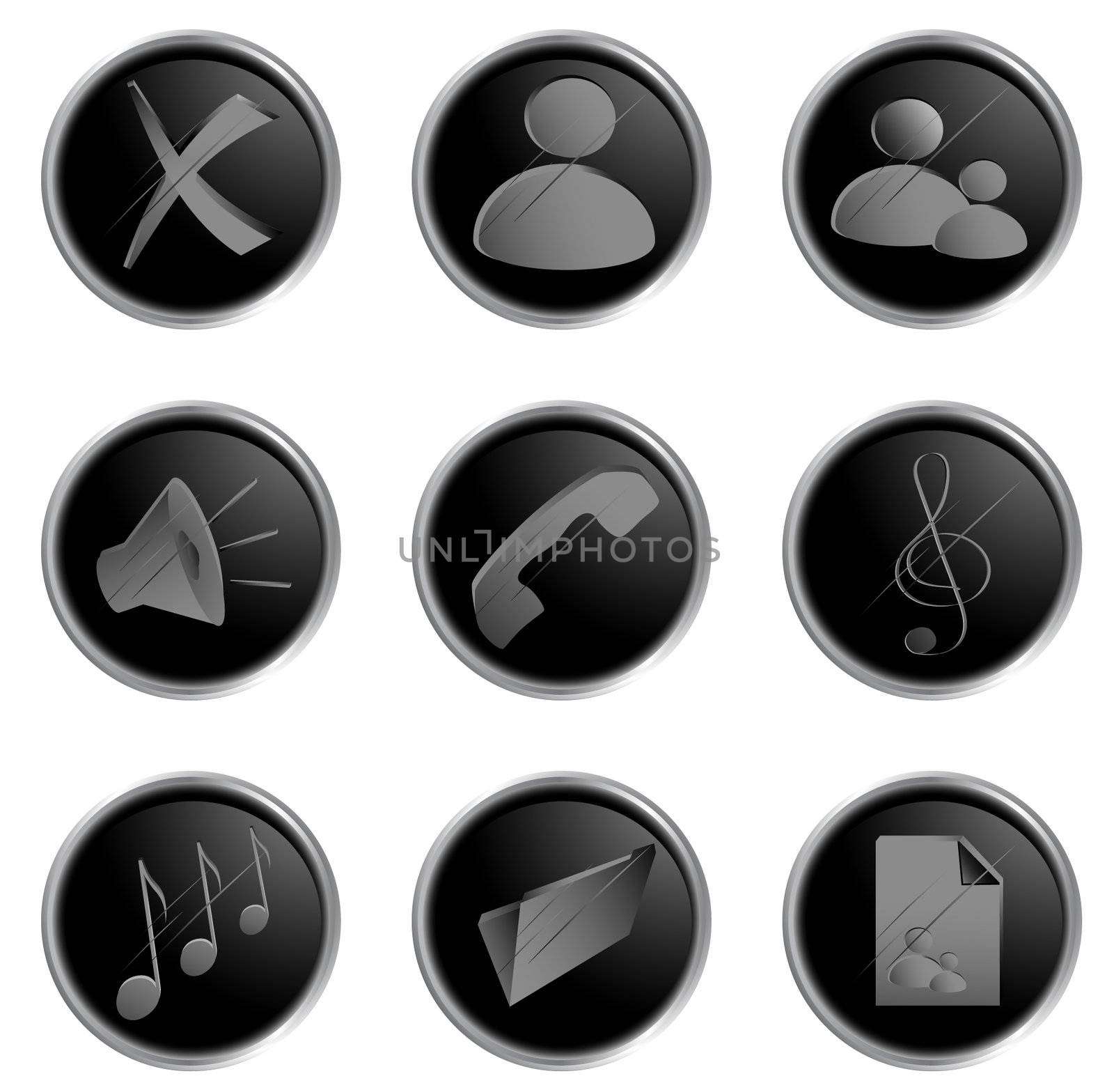 Illustration of the black round web buttons