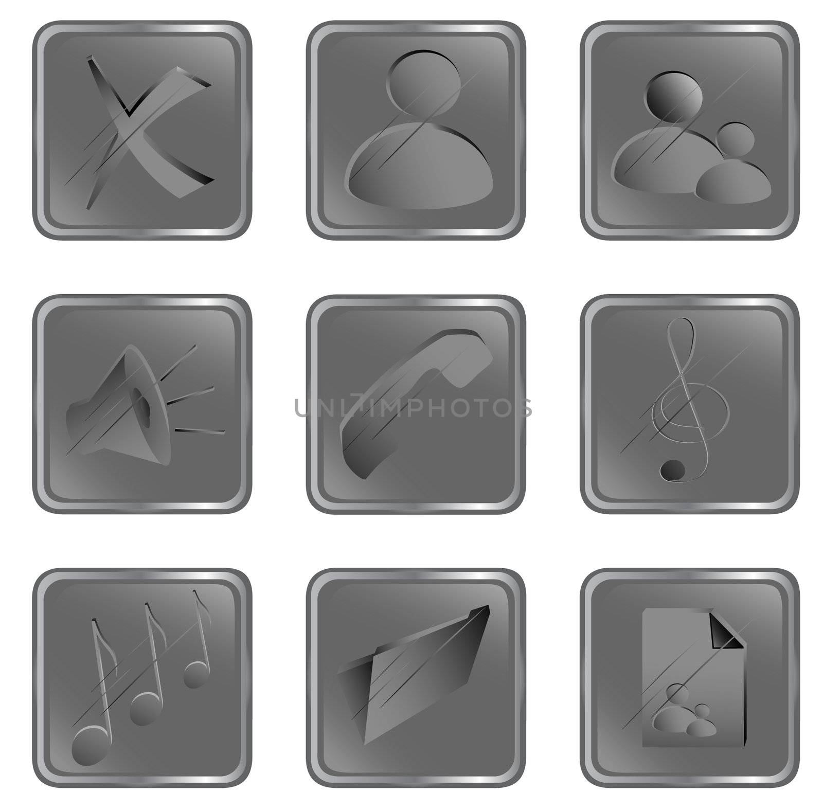 Illustration of the grey square web buttons