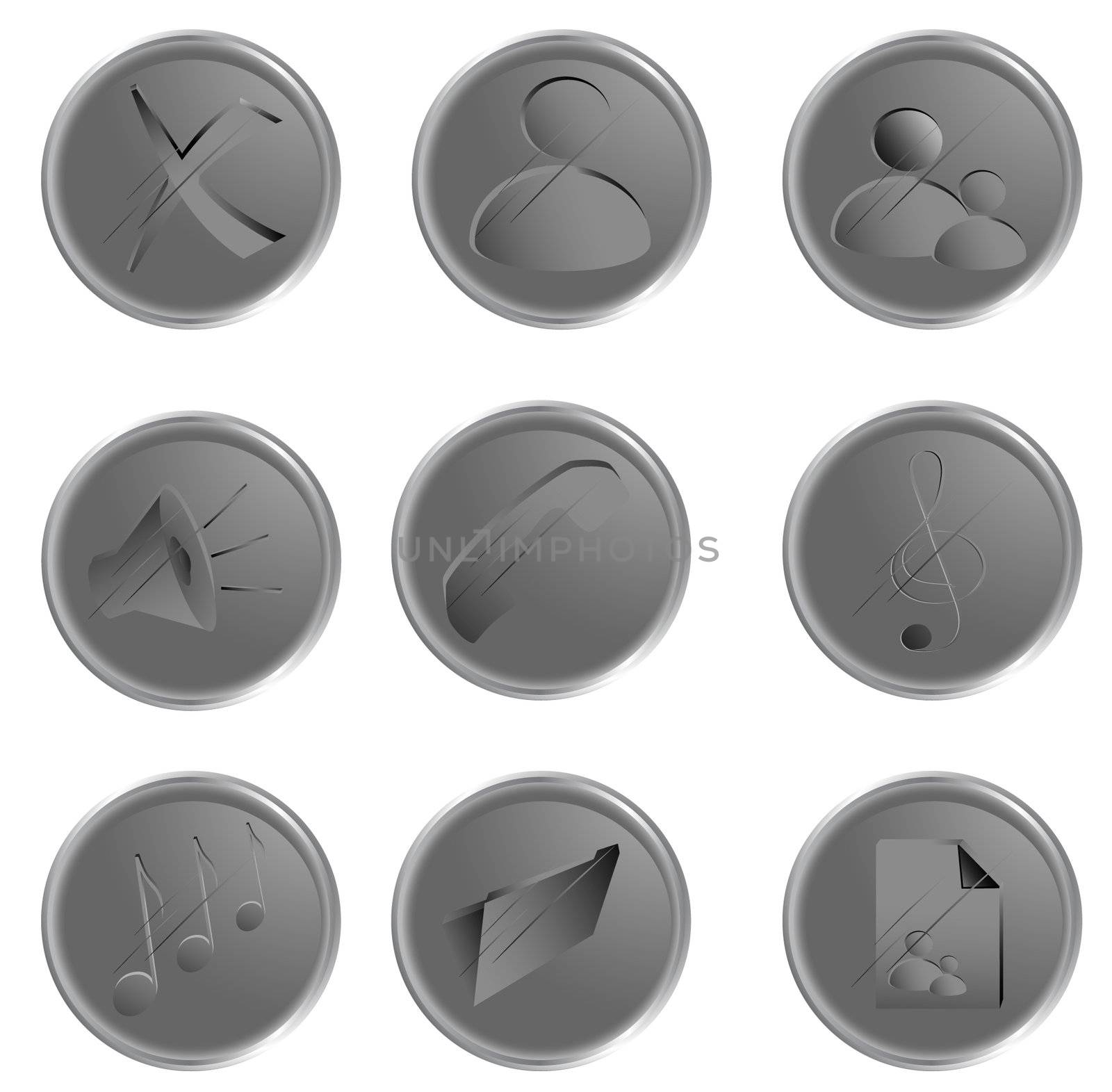 Illustration of the grey round web buttons