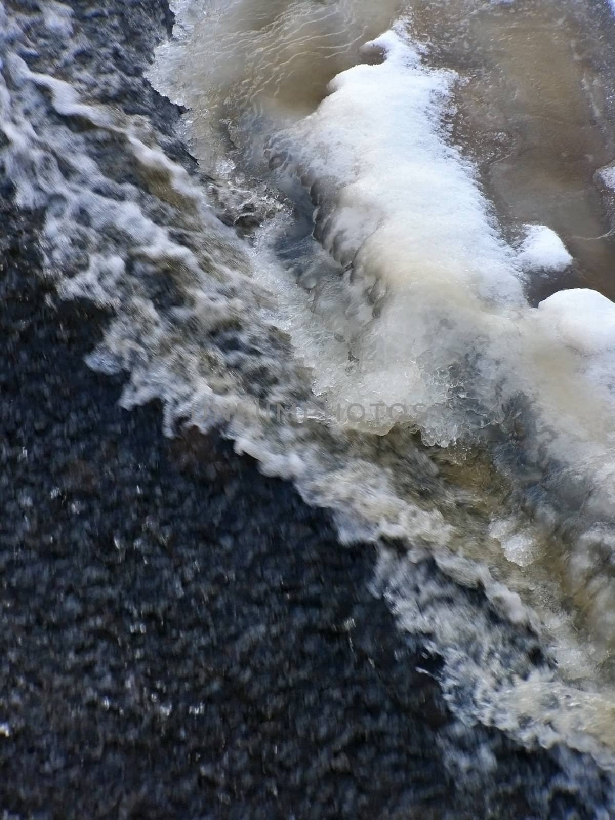 stream of water and big peace of ice