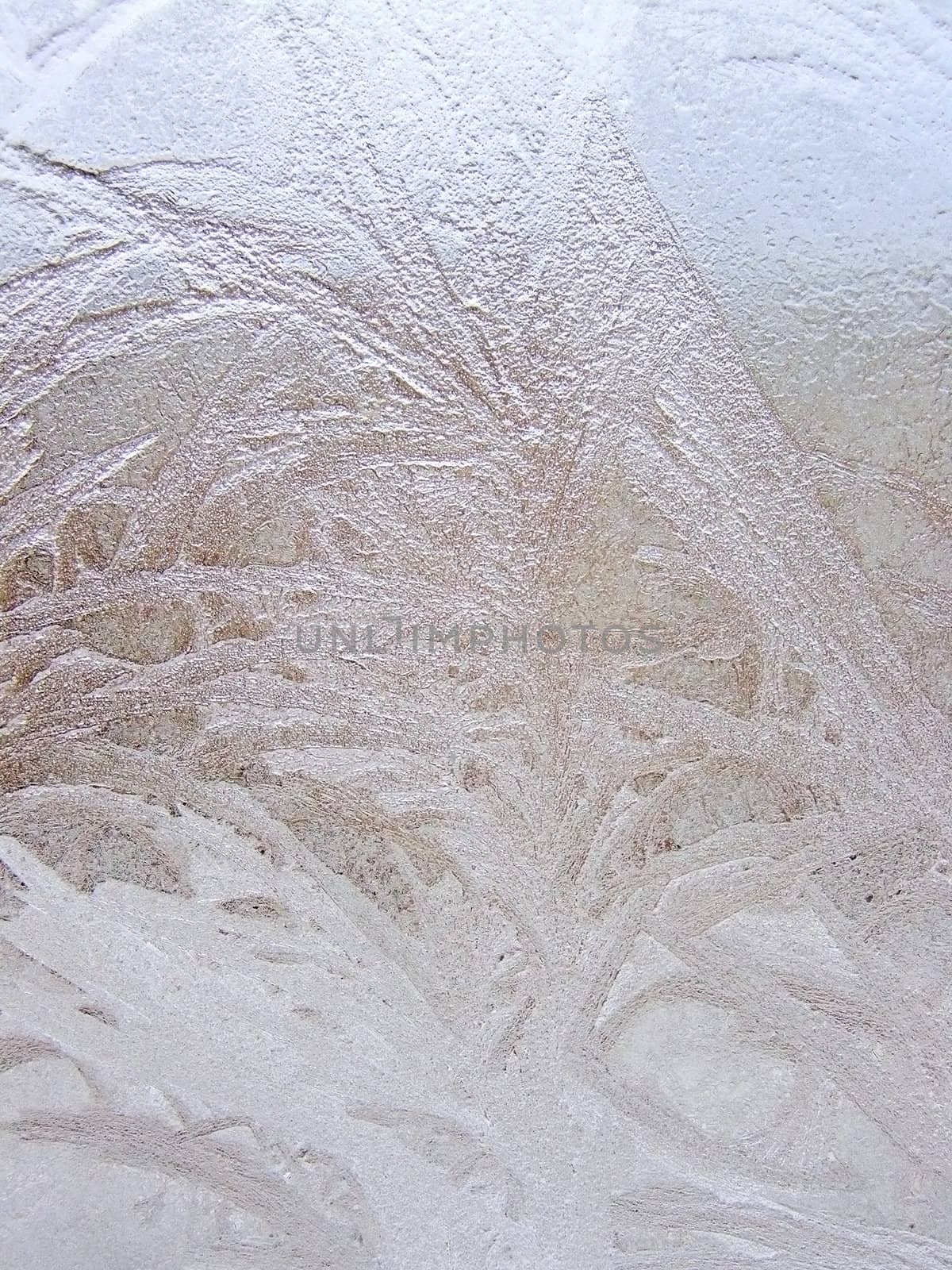 Winter frost window with the ornate crystals