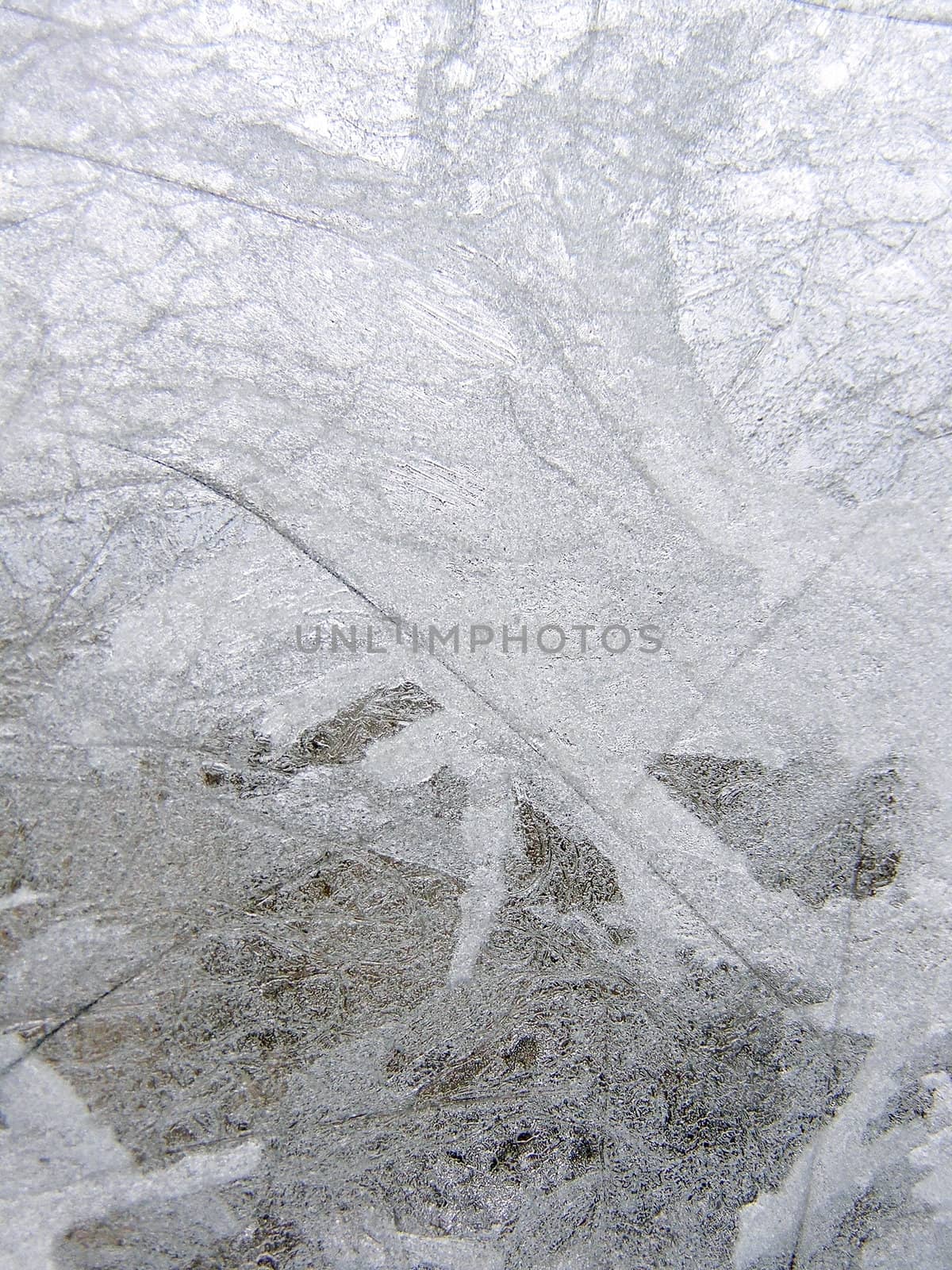 Winter frost window with the ornate crystals