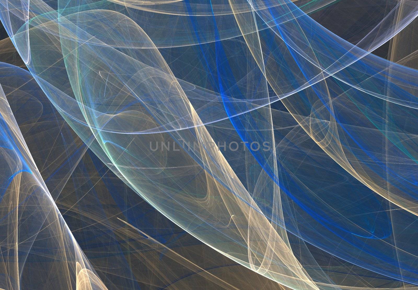 Digital generated fractal image with blue lines