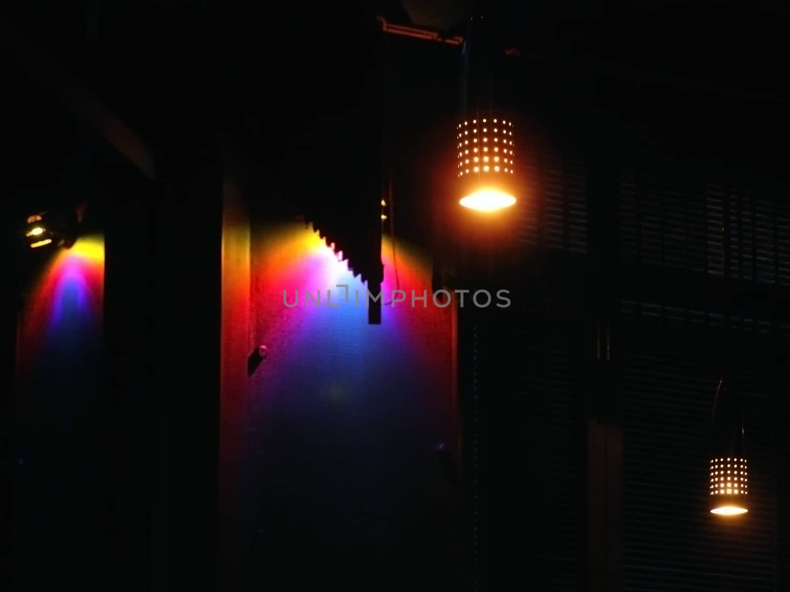 Thr club multicolored light in the dark
