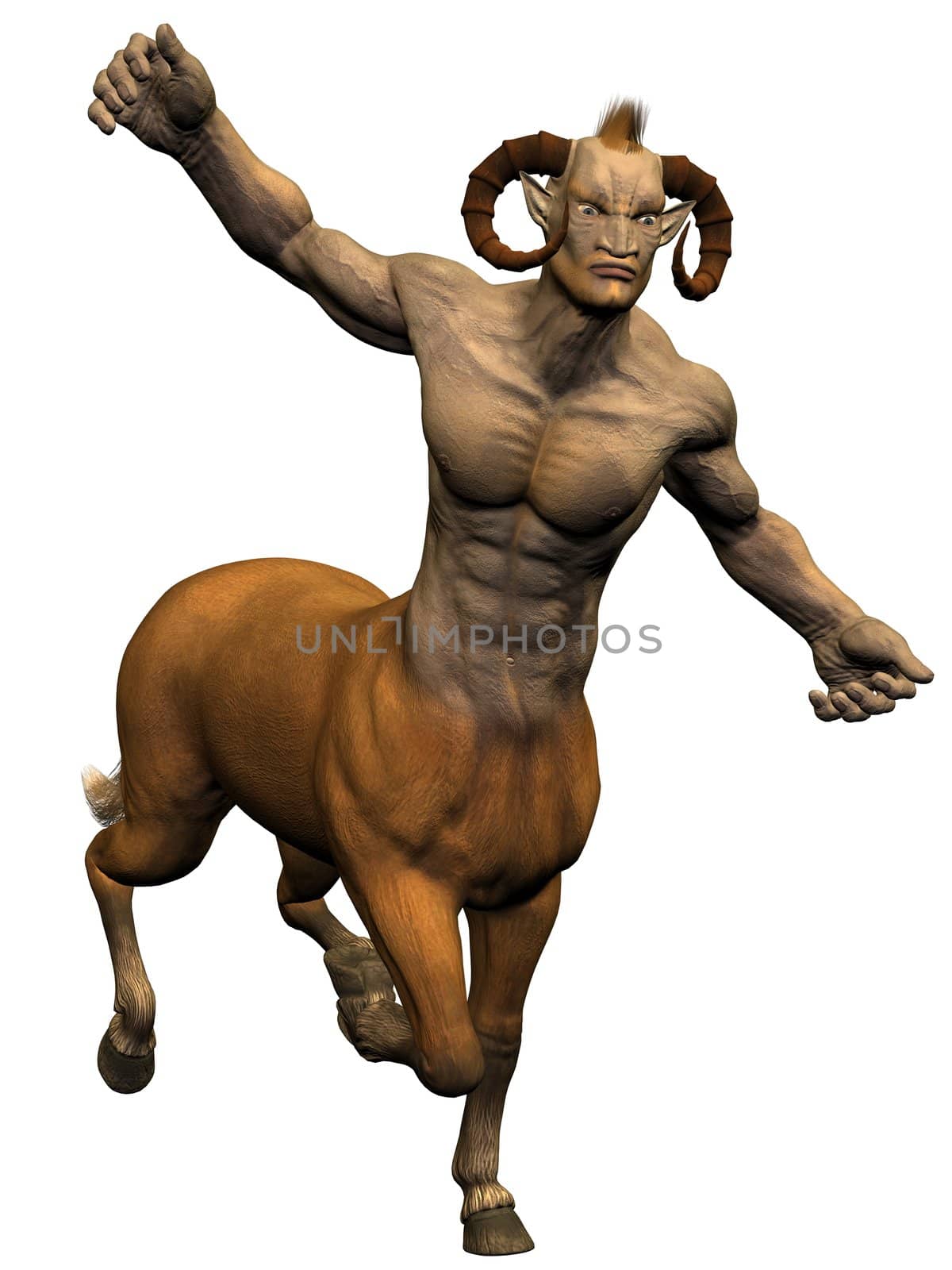 3D rendered image of centaur on white background isolated