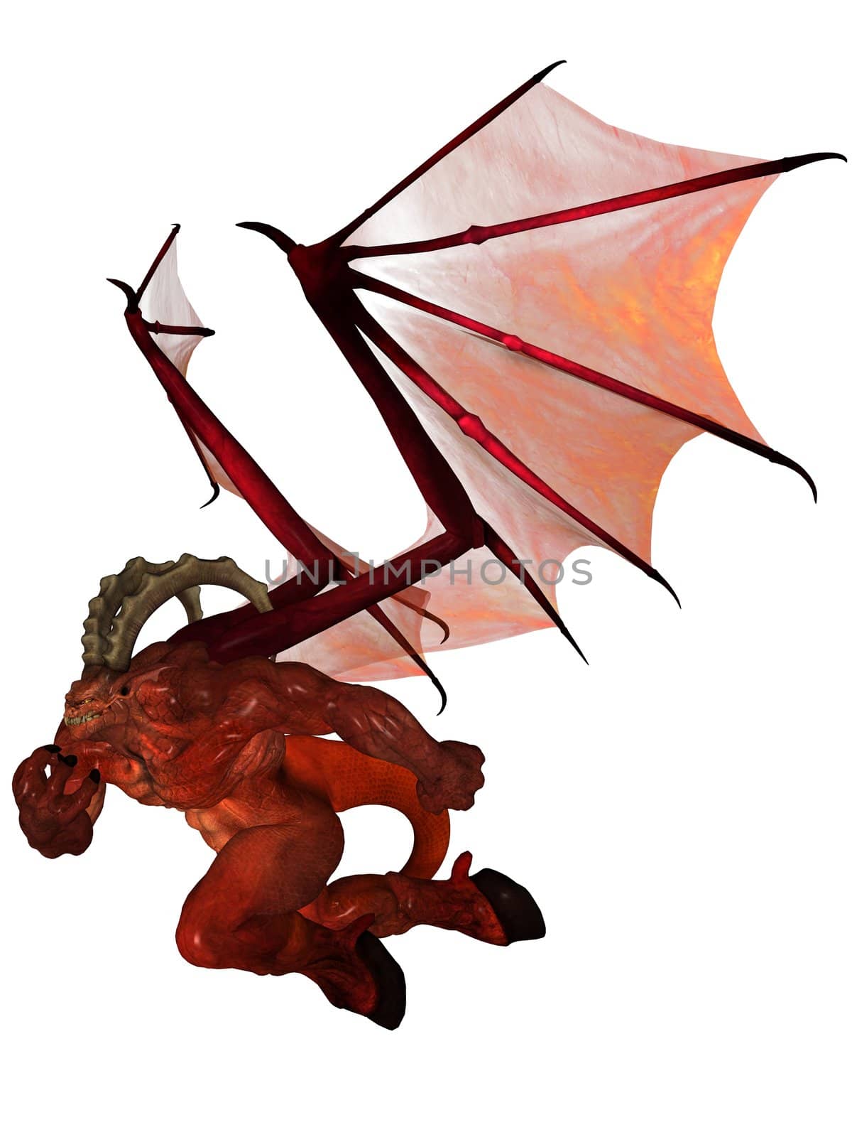 3D rendered fantasy demon isolated on white background