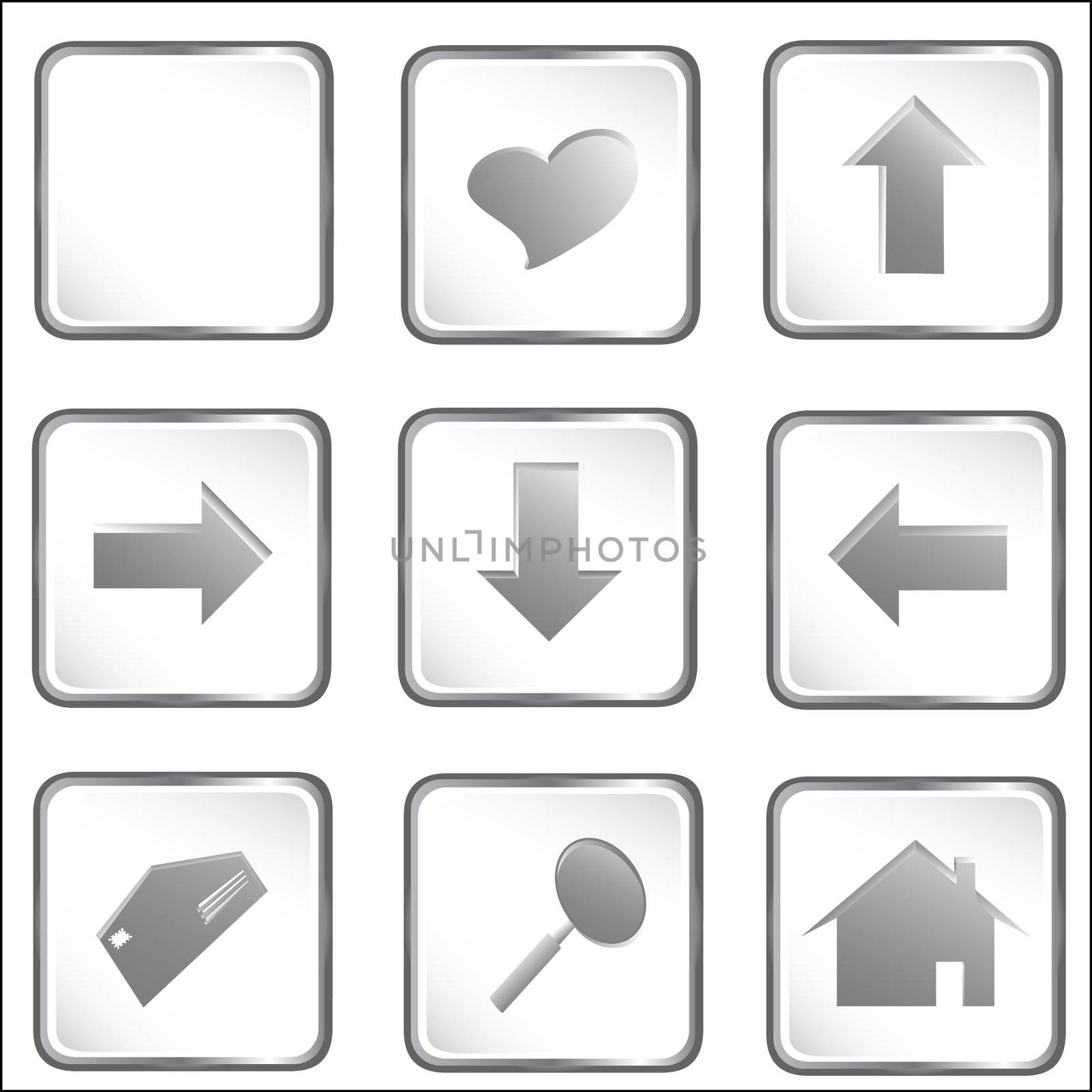 Vector illustration of the white square web buttons