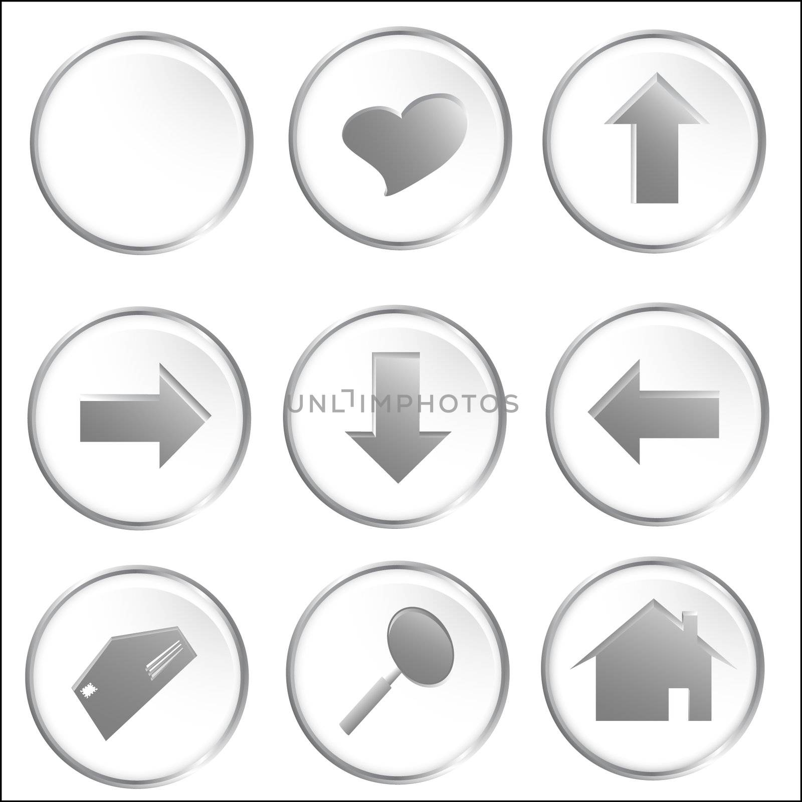Vector illustration of the white spheric web buttons