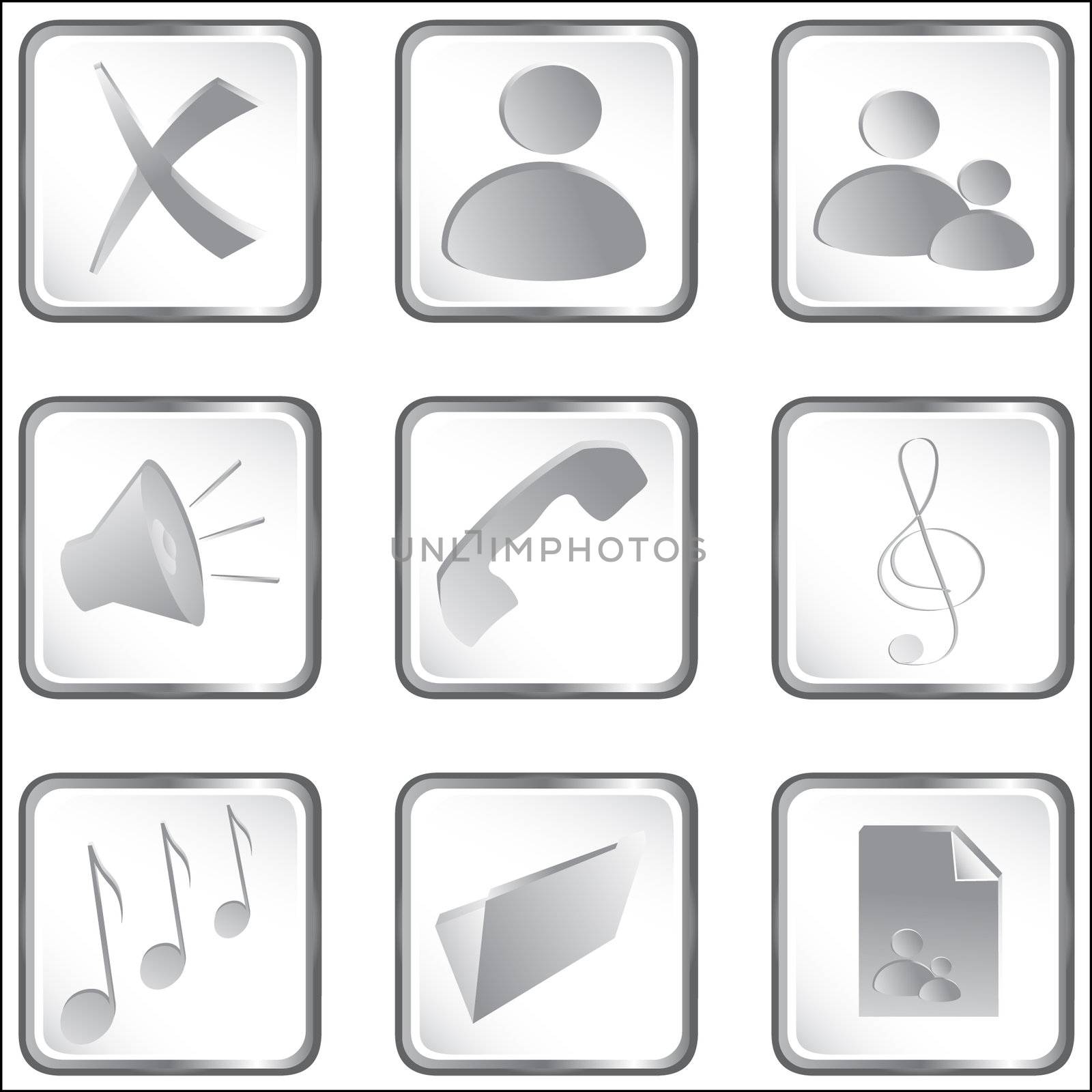 Vector Illustration of the white square web buttons set 2